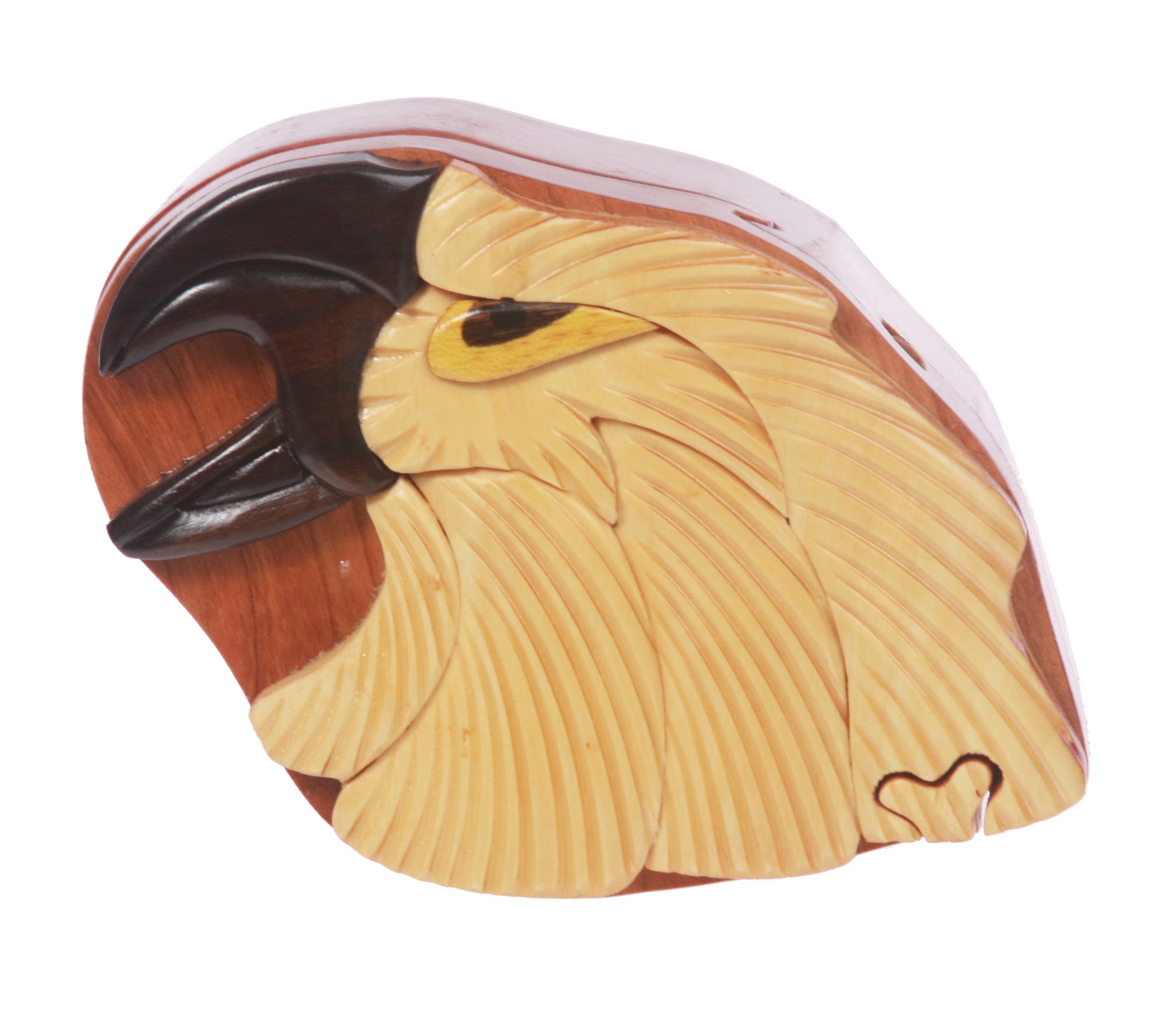 Handcrafted Wooden Animal Shape Secret Jewelry Puzzle Box - Eagle - OnlineBelts