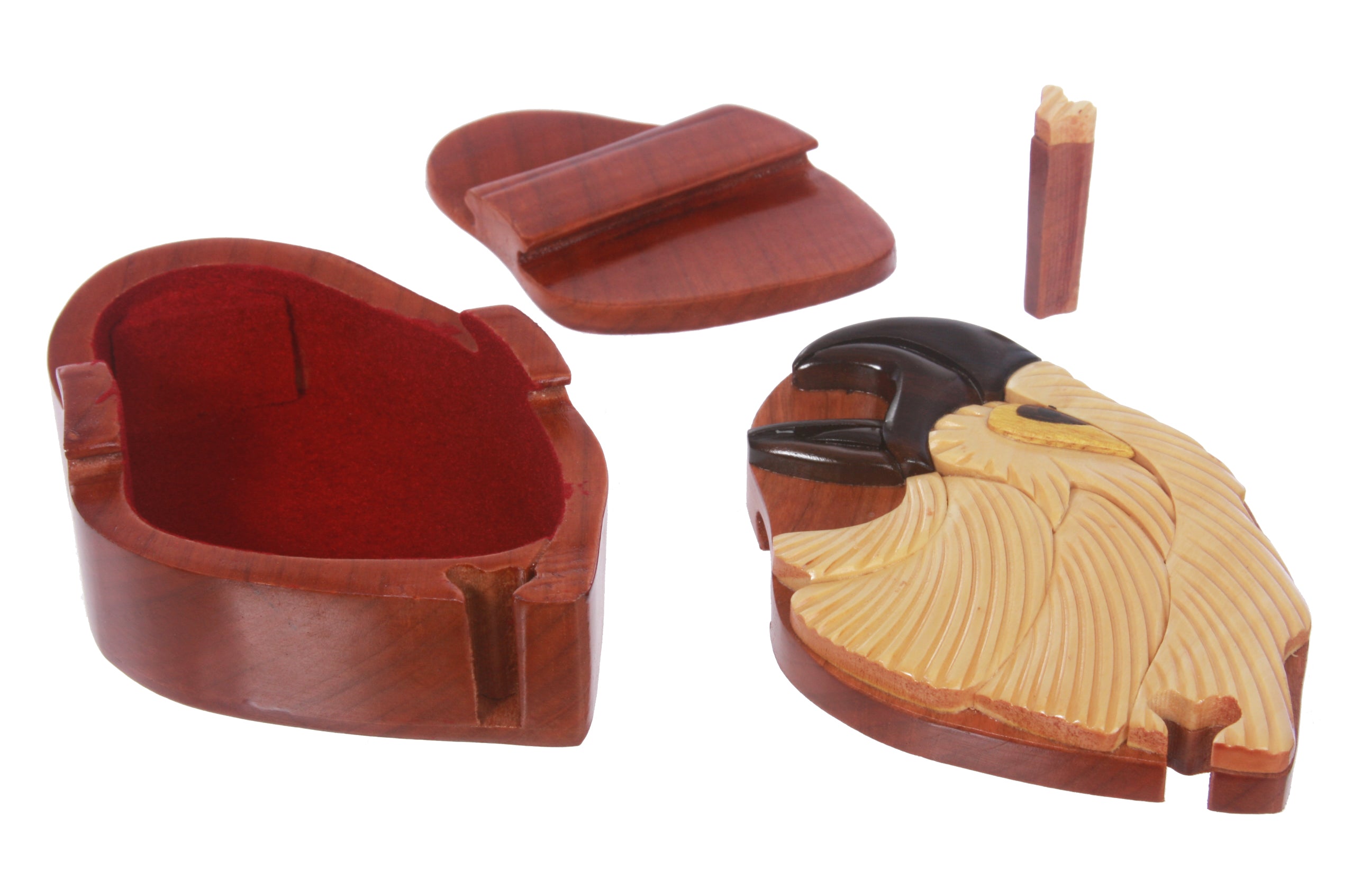 Handcrafted Wooden Animal Shape Secret Jewelry Puzzle Box - Eagle - OnlineBelts