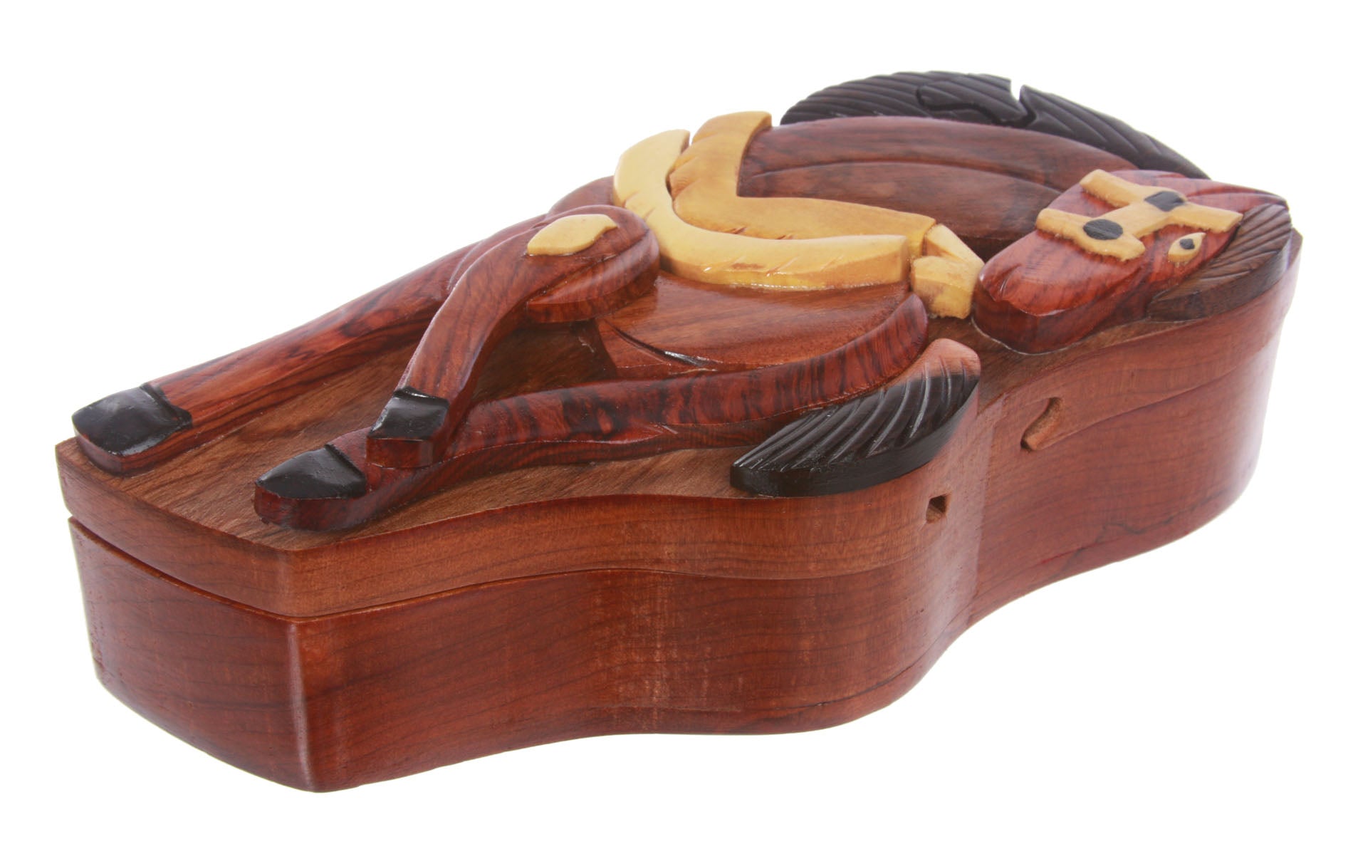 Handcrafted Wooden Horse Shape Secret Jewelry Puzzle Box -Horse - OnlineBelts