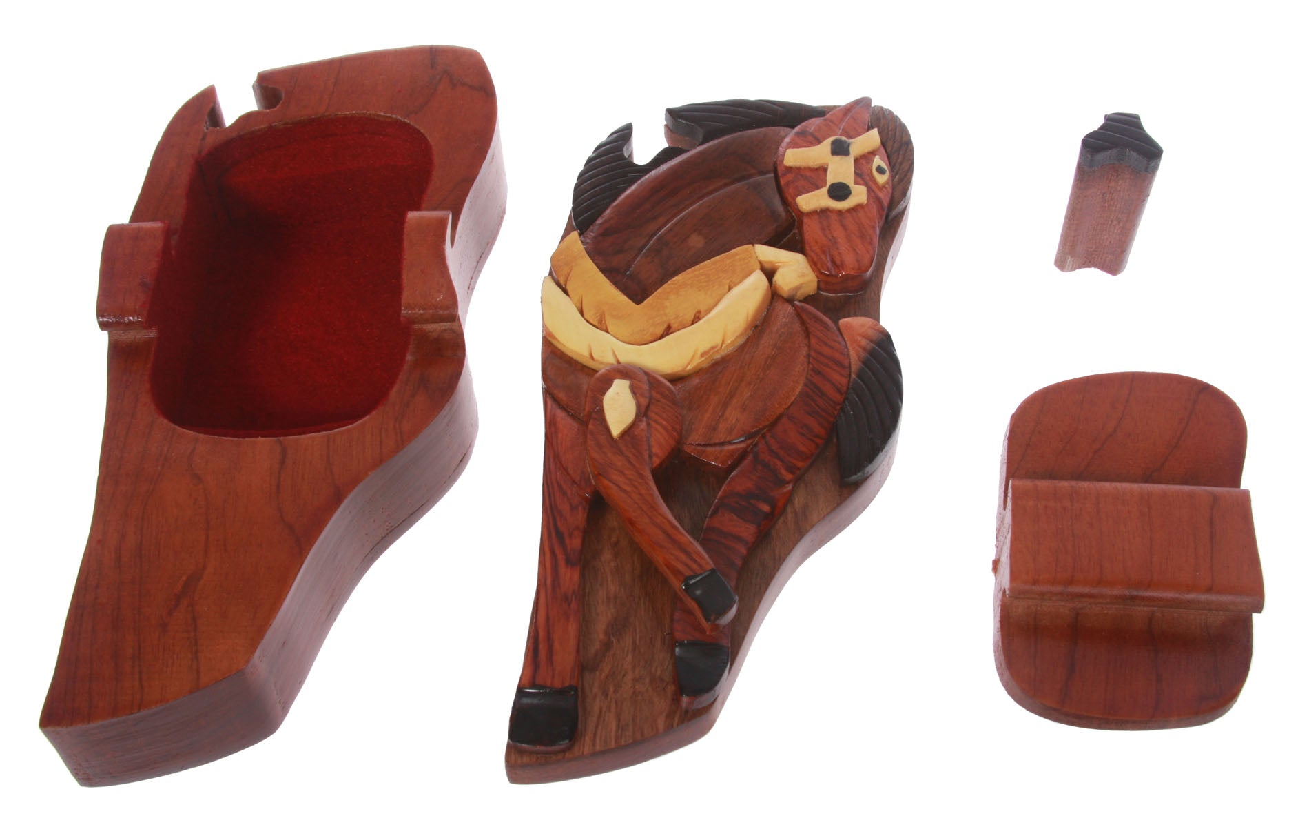 Handcrafted Wooden Horse Shape Secret Jewelry Puzzle Box -Horse - OnlineBelts