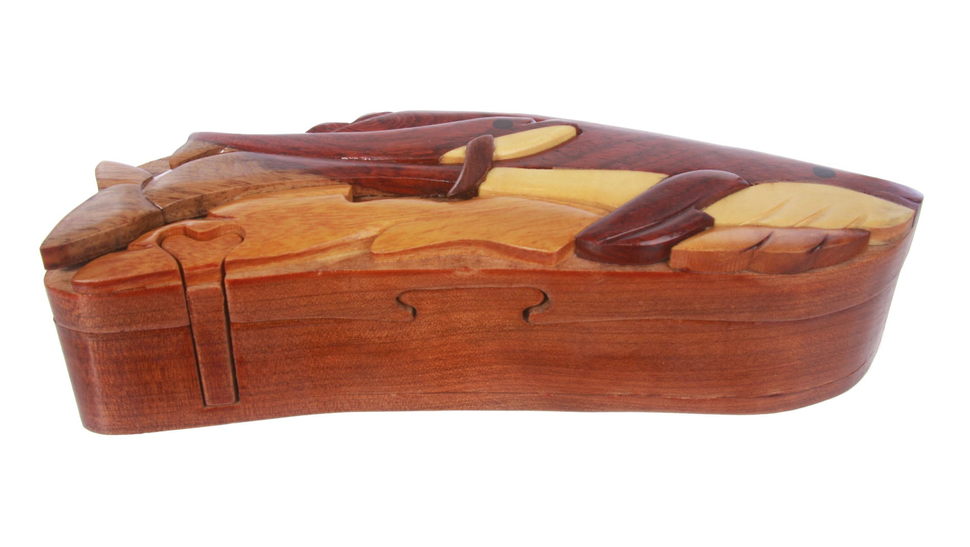 Handcrafted Wooden Whale Shape Secret Jewelry Puzzle Box -Whale - OnlineBelts