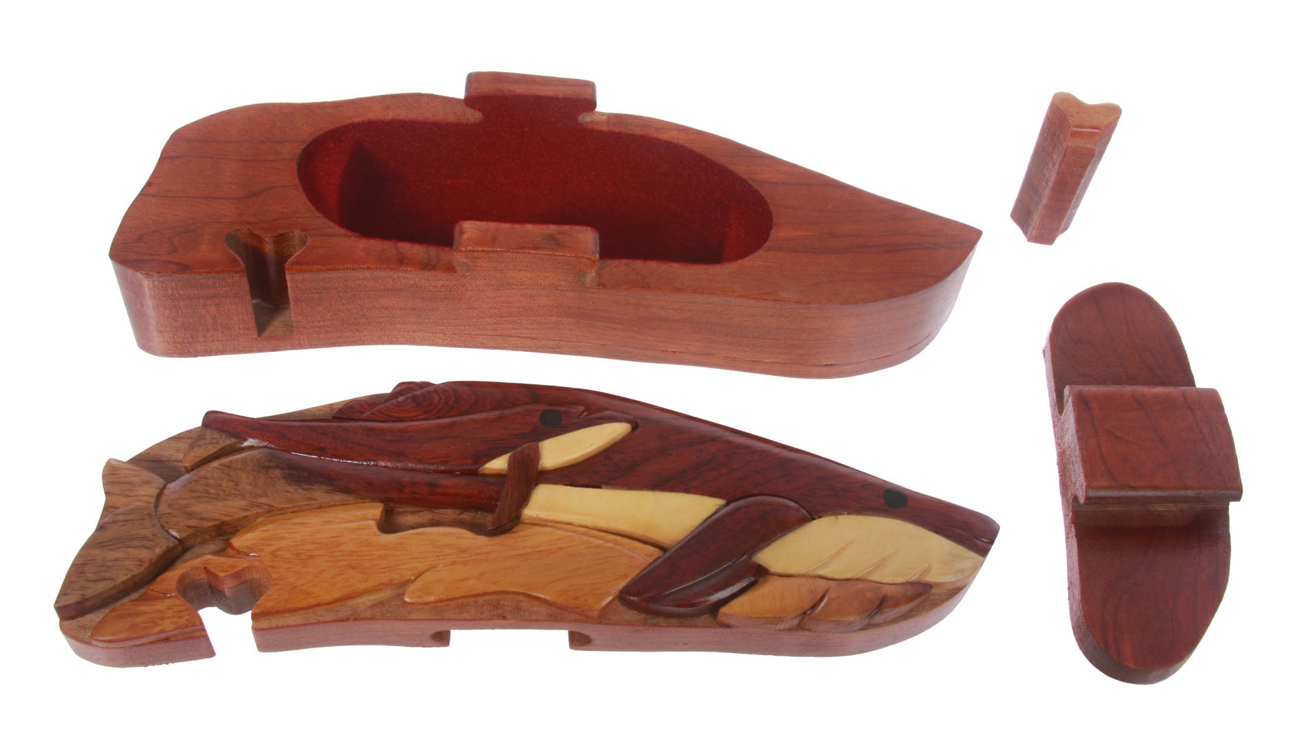 Handcrafted Wooden Whale Shape Secret Jewelry Puzzle Box -Whale - OnlineBelts