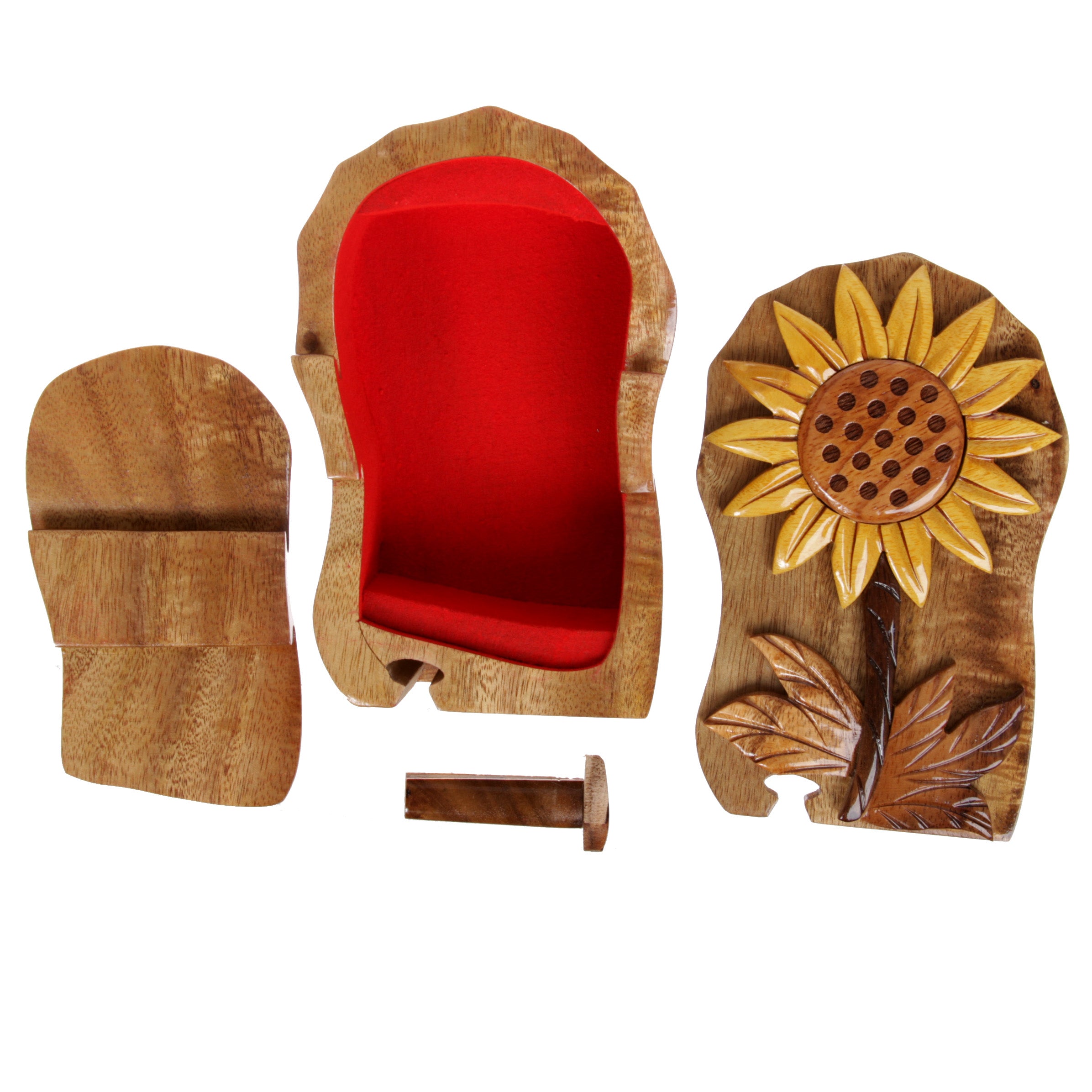 Handcrafted Wooden Sunflower Shape Secret Jewelry Puzzle Box - OnlineBelts