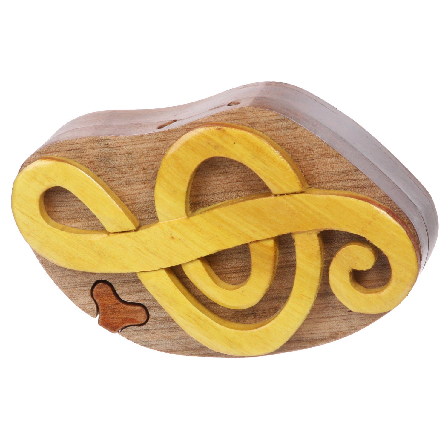 Handcrafted Wooden Music Sign Shape Secret Jewelry Puzzle Box - OnlineBelts