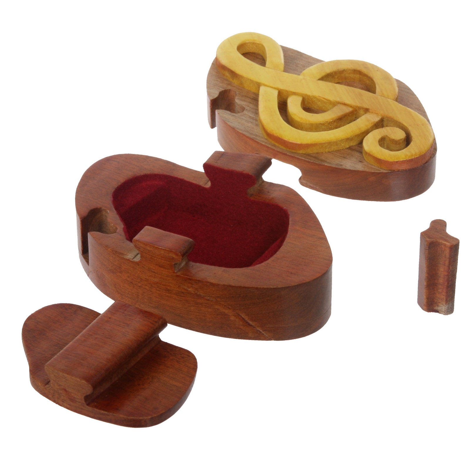 Handcrafted Wooden Music Sign Shape Secret Jewelry Puzzle Box - OnlineBelts