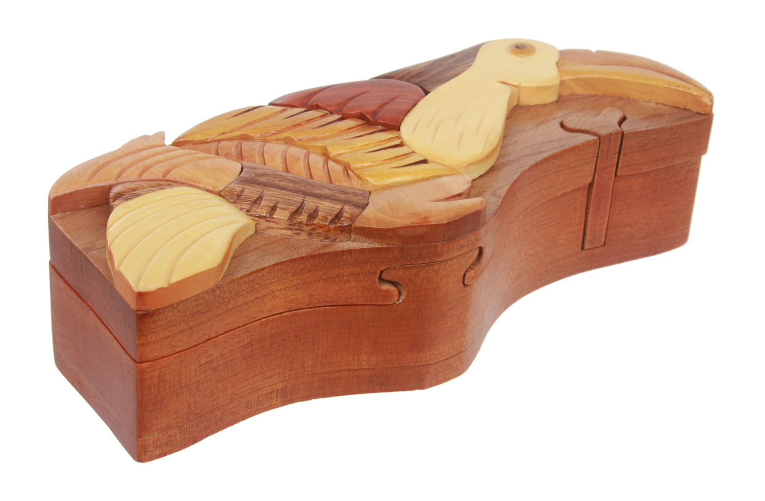 Handcrafted Wooden Bird Shape Secret Jewelry Puzzle Box - Bird - OnlineBelts