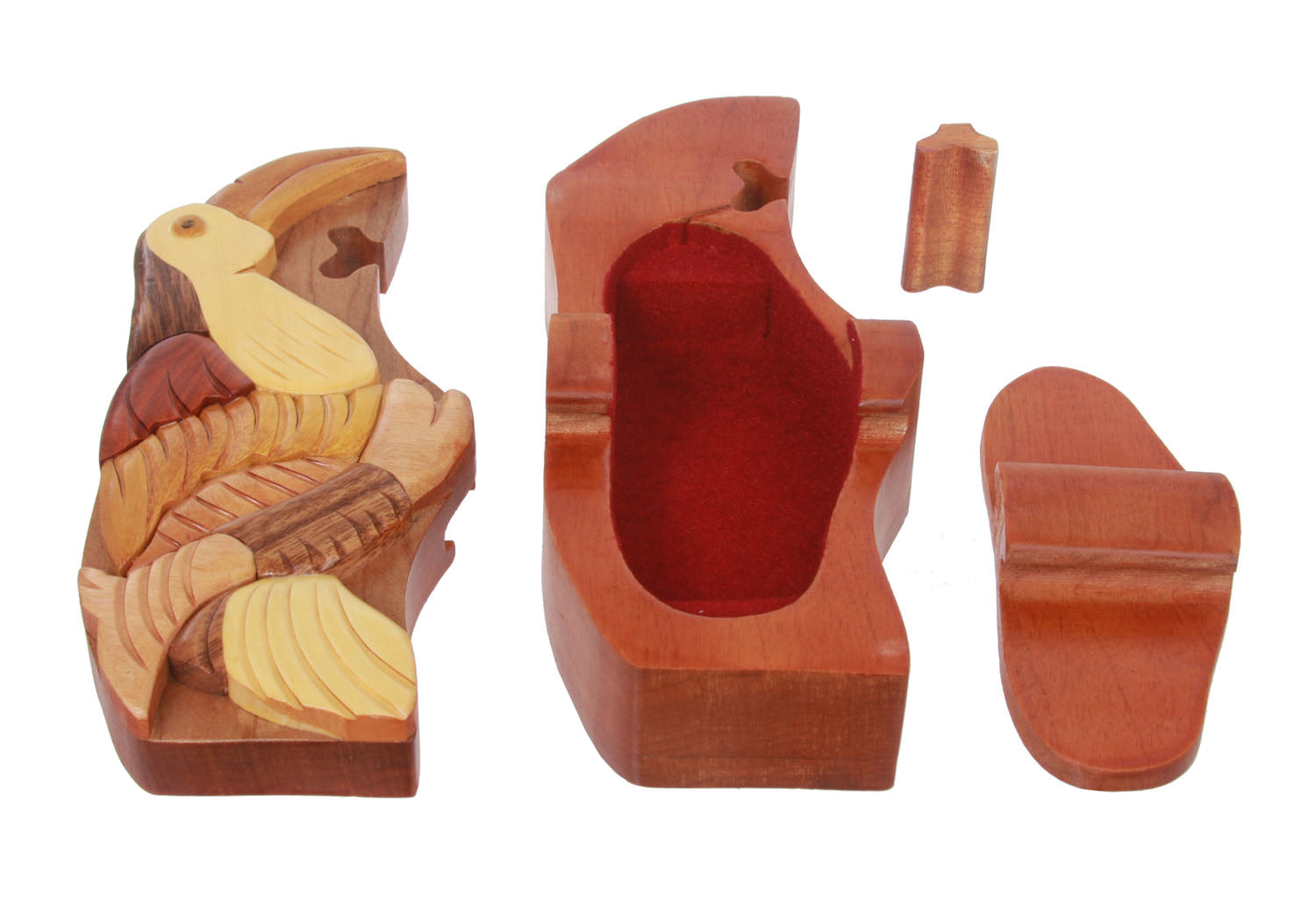 Handcrafted Wooden Bird Shape Secret Jewelry Puzzle Box - Bird - OnlineBelts
