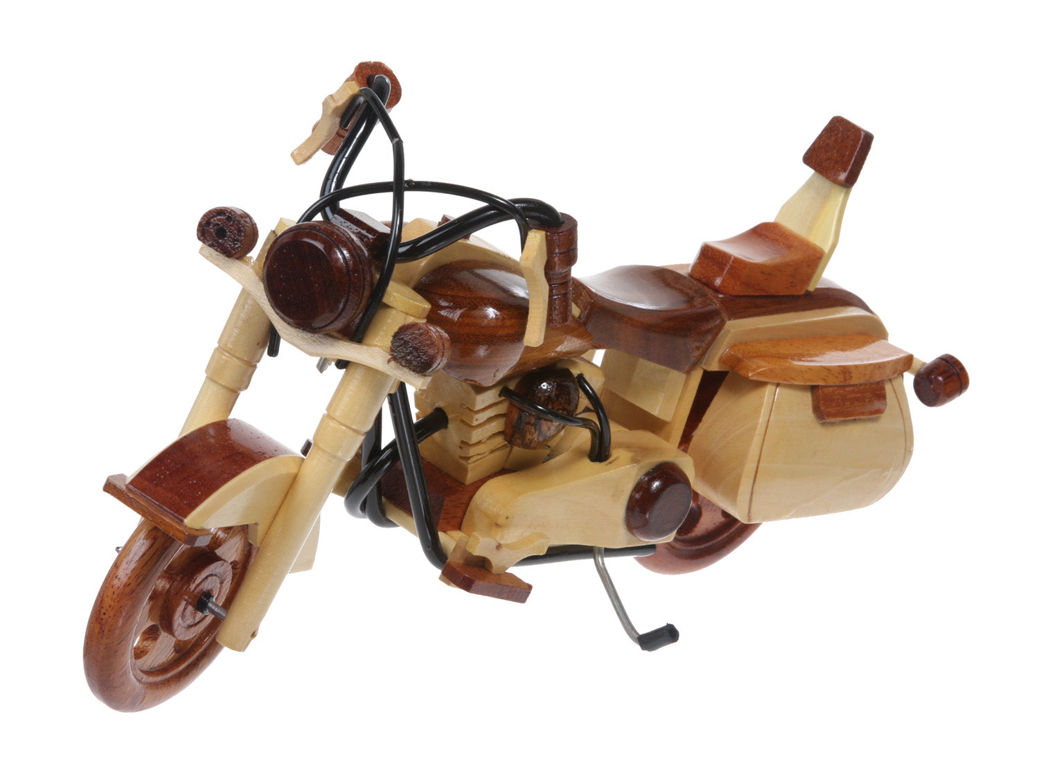 Handcrafted Two Toned Wooden Motorcycle - OnlineBelts