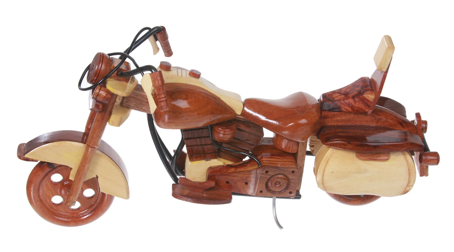 Handcrafted Two Toned Wooden Motorcycle - OnlineBelts