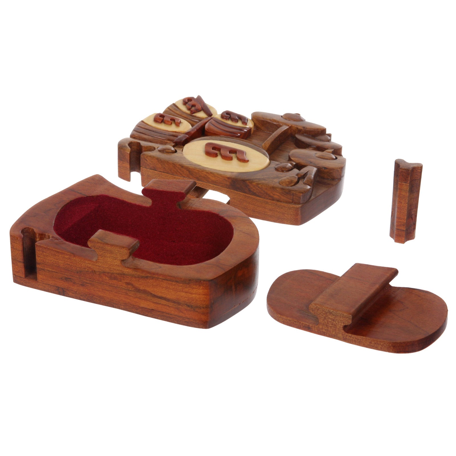 Handcrafted Wooden Musical Instrument Shape Secret Jewelry Puzzle Box - Drum Band - OnlineBelts