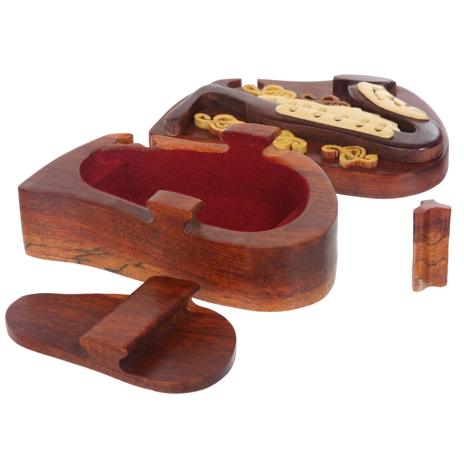 Handcrafted Wooden Musical Instrument Secret Jewelry Puzzle Box - Saxophone - OnlineBelts