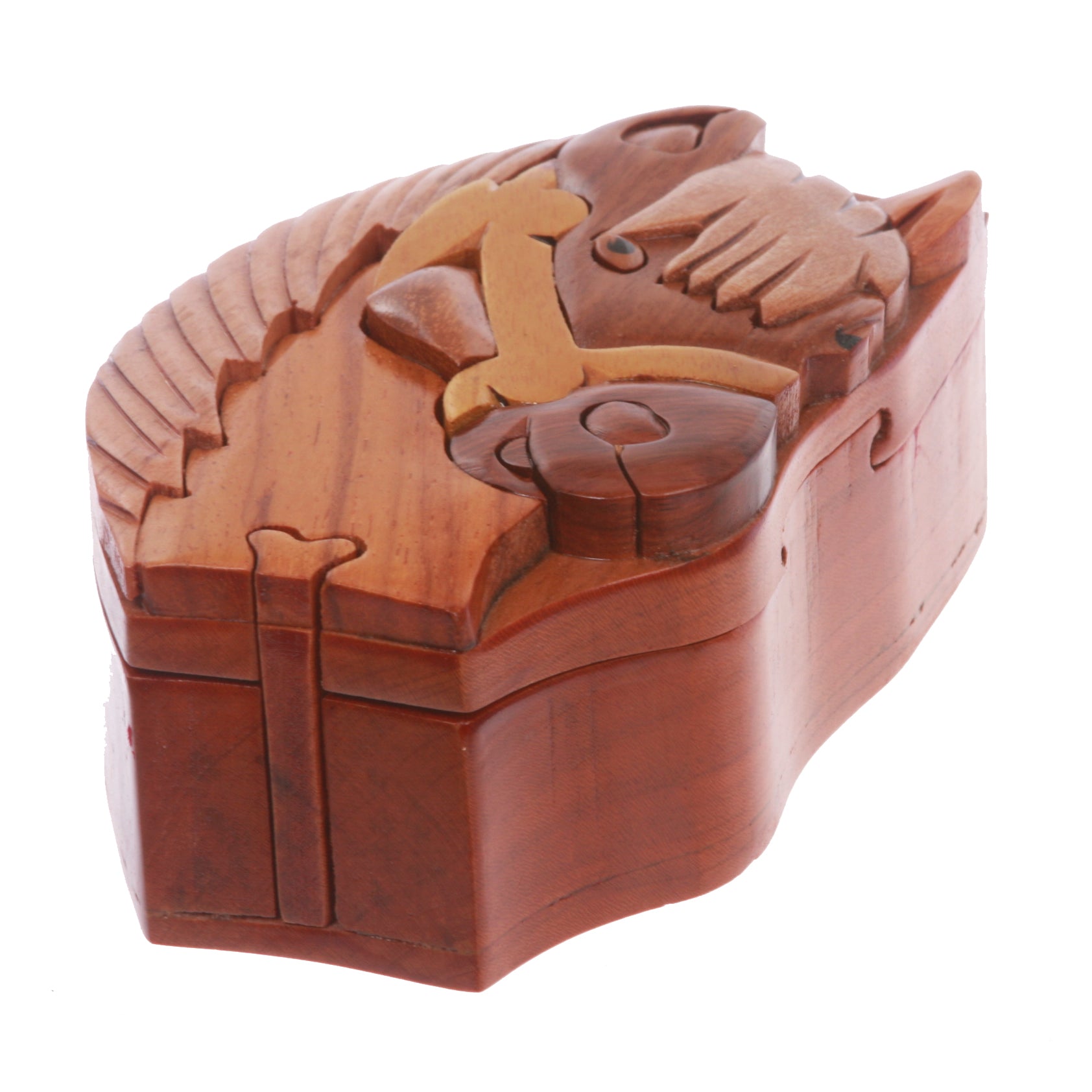 Handcrafted Wooden Horse Shape Secret Jewelry Puzzle Box -Horse - OnlineBelts