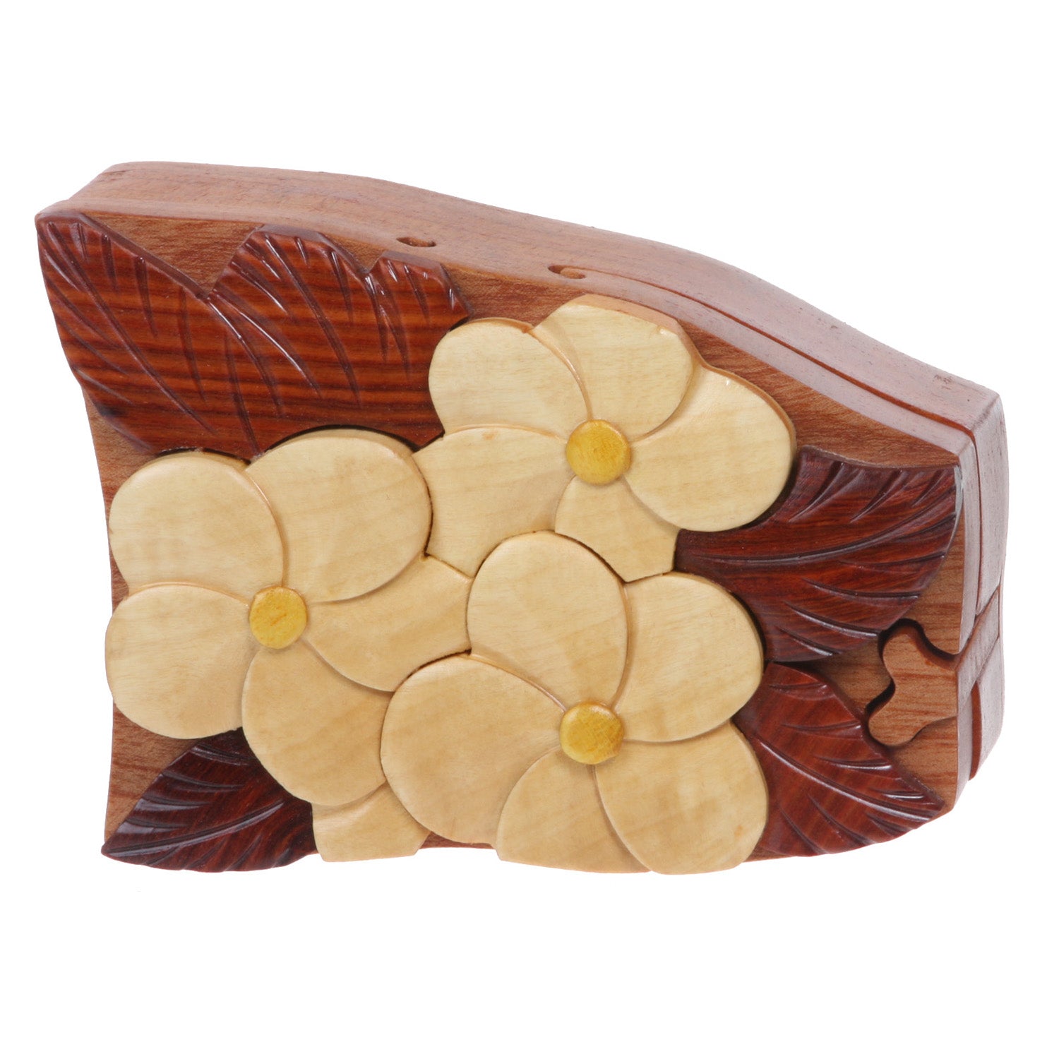 Handcrafted Wooden Flower Shape Secret Jewelry Puzzle Box - OnlineBelts