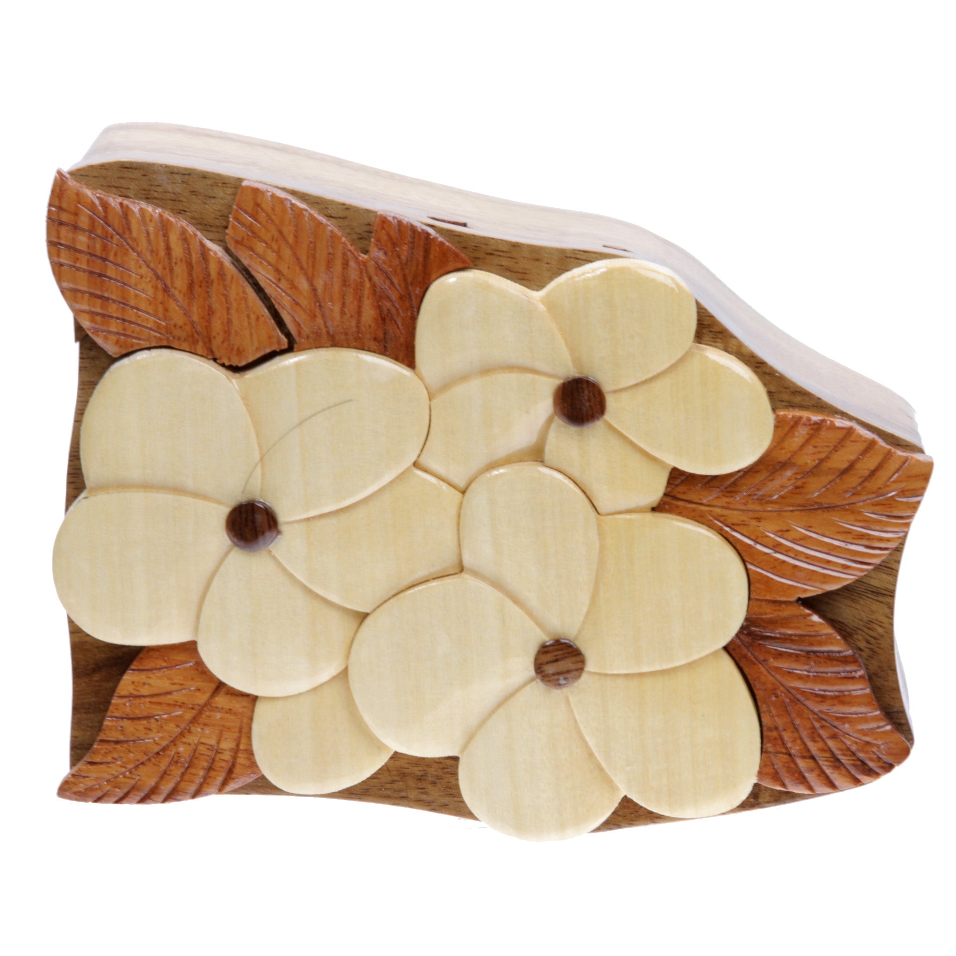 Handcrafted Wooden Flower Shape Secret Jewelry Puzzle Box - OnlineBelts