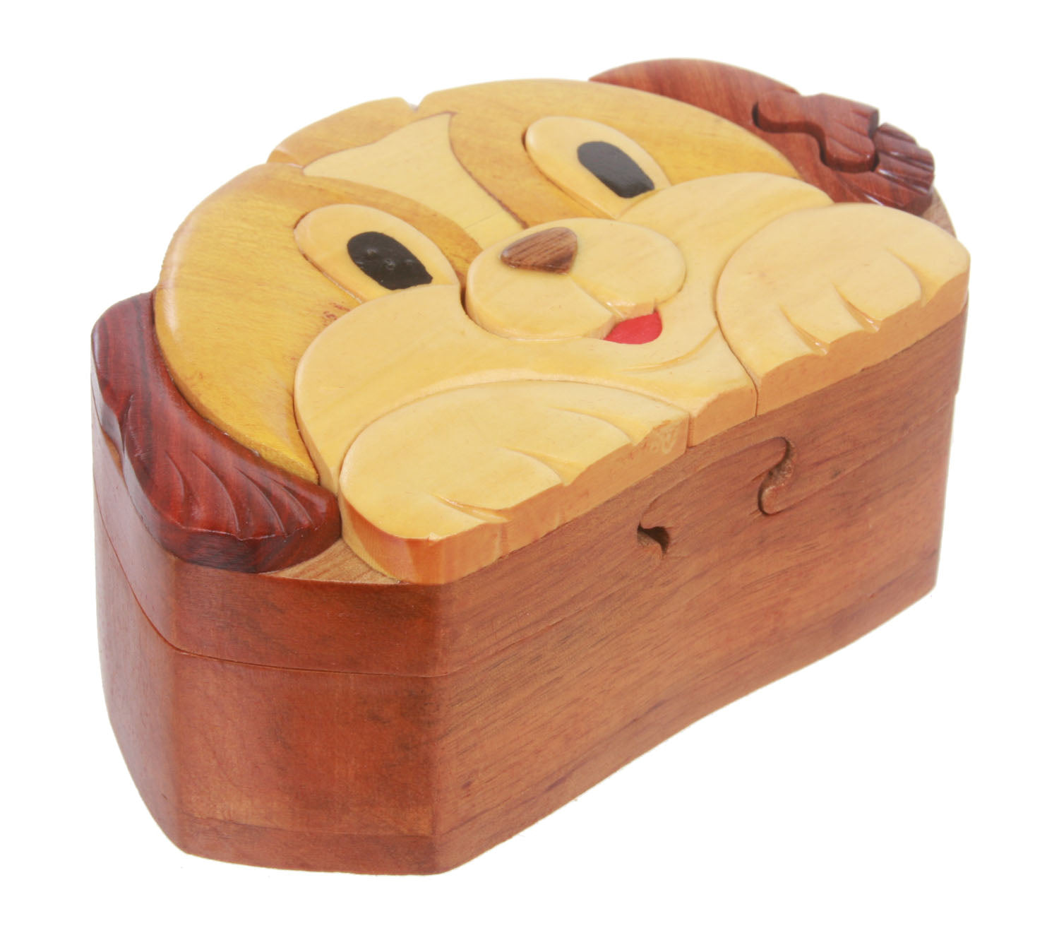 Handcrafted Wooden Dog Shape Secret Jewelry Puzzle Box - Puppy - OnlineBelts