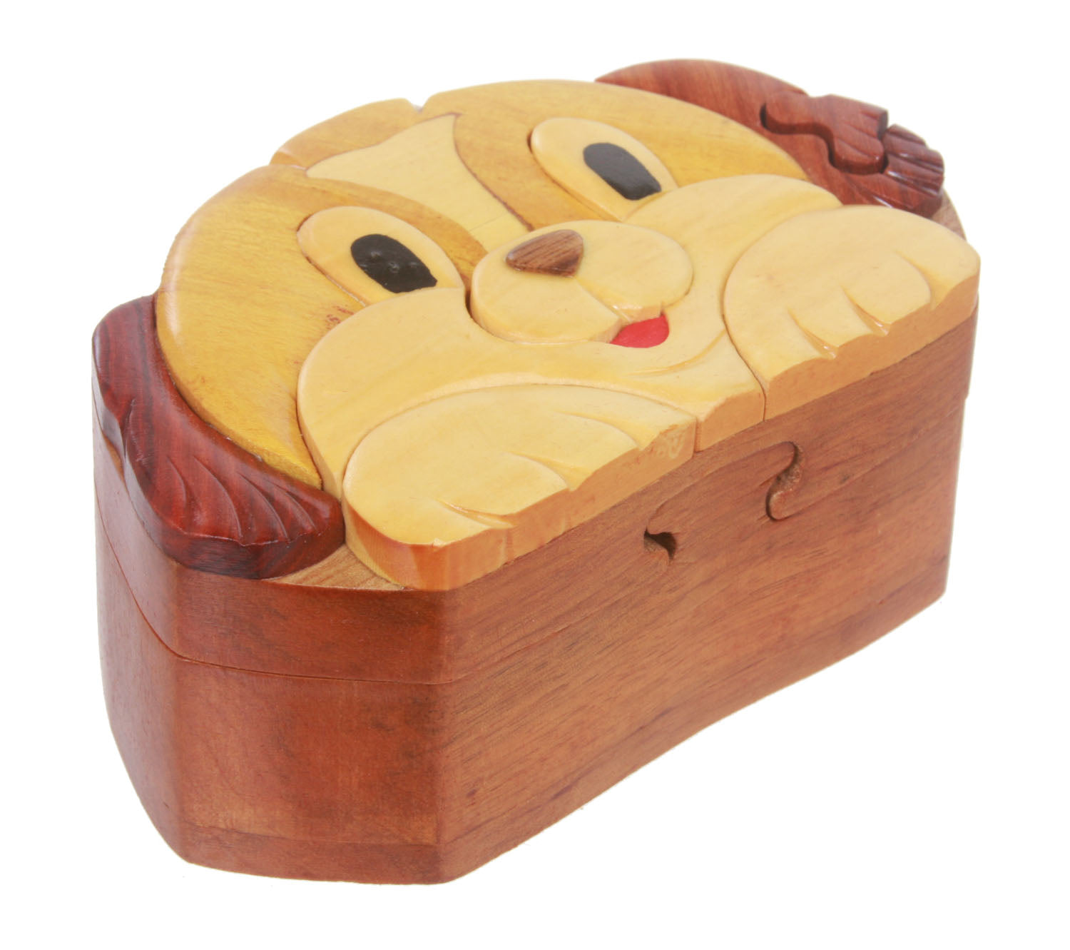 Handcrafted Wooden Dog Shape Secret Jewelry Puzzle Box - Puppy