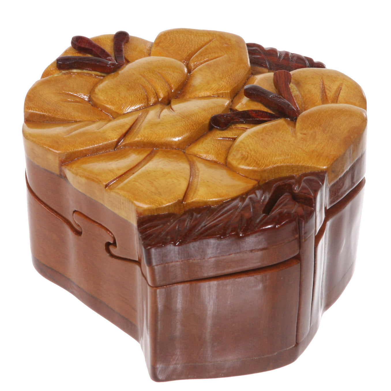 Handcrafted Wooden Flower Shape Secret Jewelry Puzzle Box - OnlineBelts