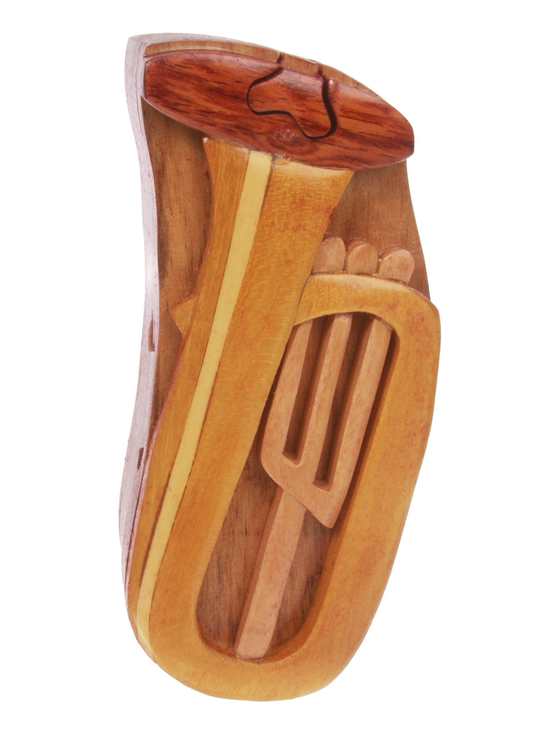 Handcrafted Wooden Trumpet Shape Secret Jewelry Puzzle Box -Trumpet - OnlineBelts