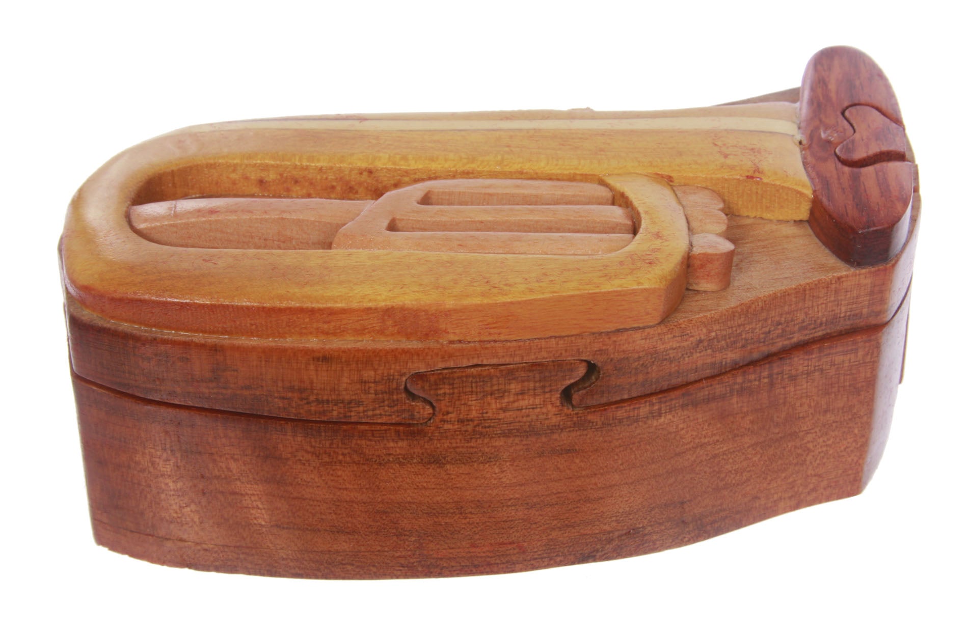 Handcrafted Wooden Trumpet Shape Secret Jewelry Puzzle Box -Trumpet - OnlineBelts