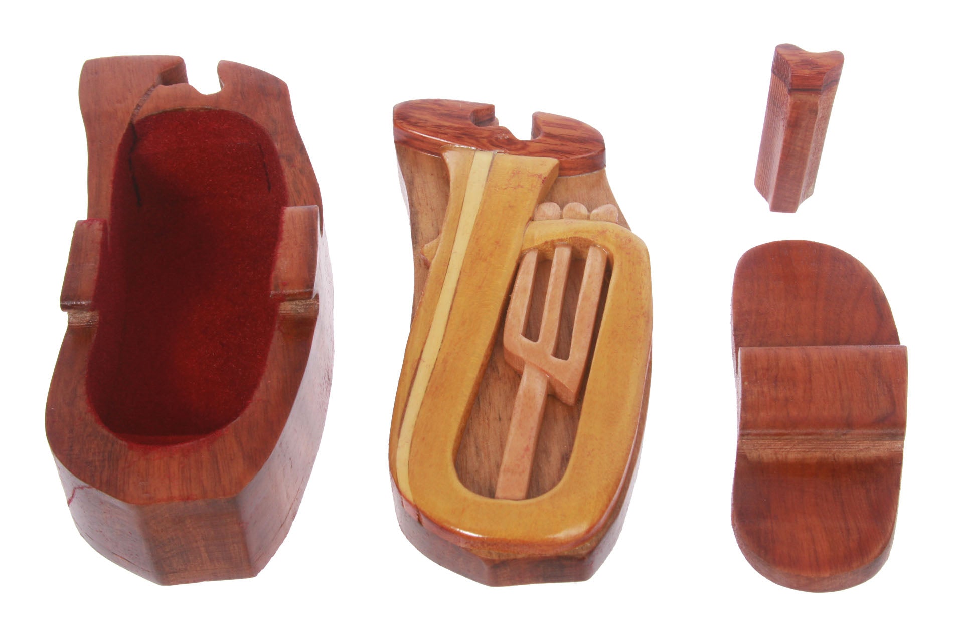 Handcrafted Wooden Trumpet Shape Secret Jewelry Puzzle Box -Trumpet - OnlineBelts