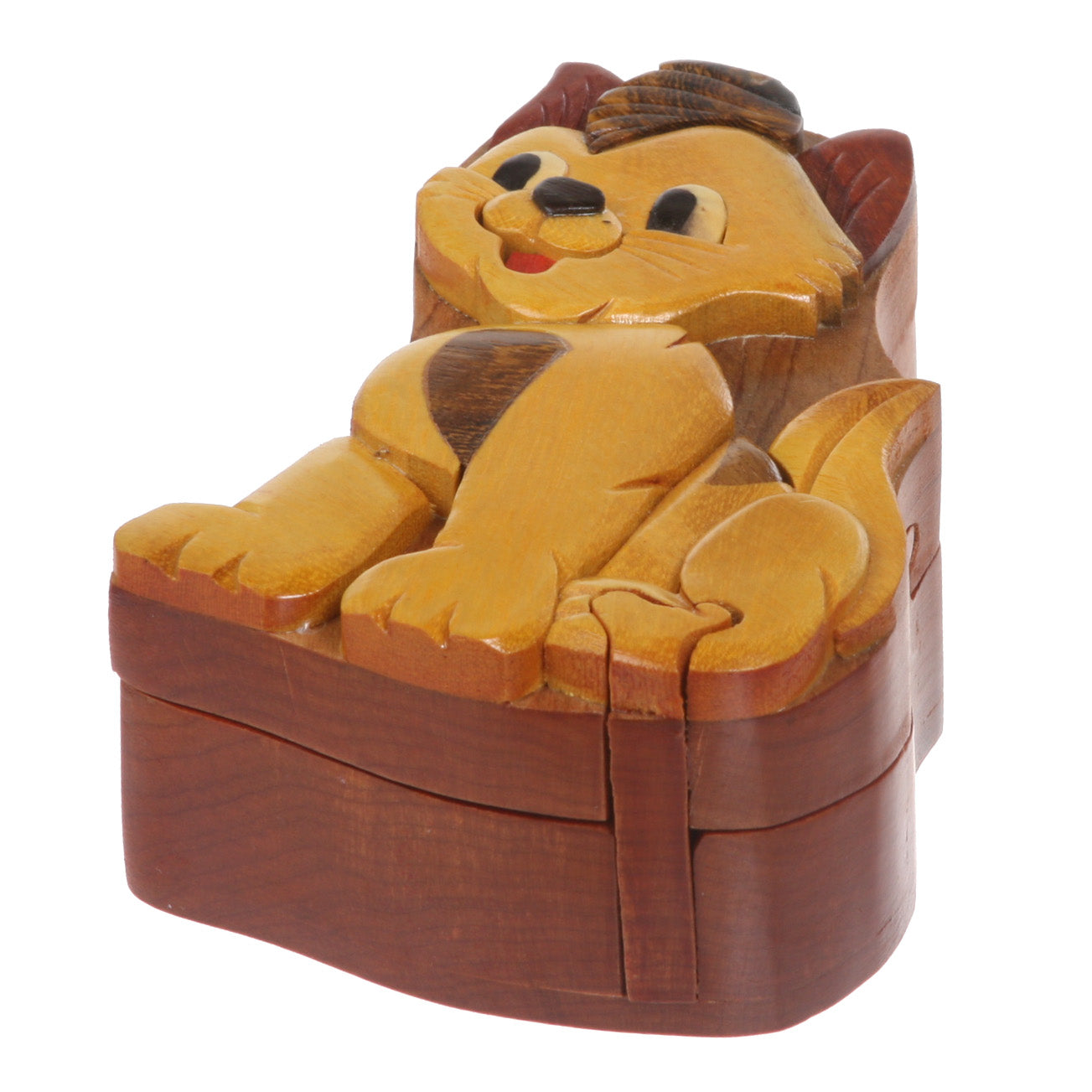 Handcrafted Wooden Yellow Doggy Shape Secret Jewelry Puzzle Box - OnlineBelts