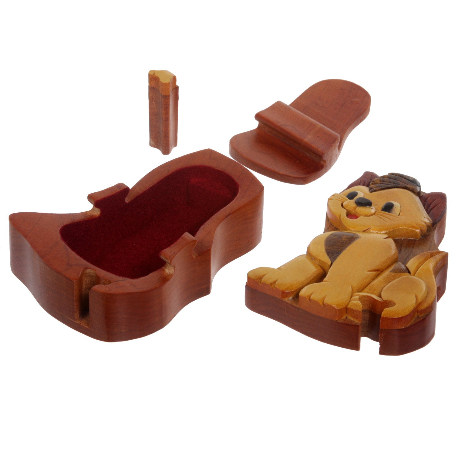 Handcrafted Wooden Yellow Doggy Shape Secret Jewelry Puzzle Box - OnlineBelts