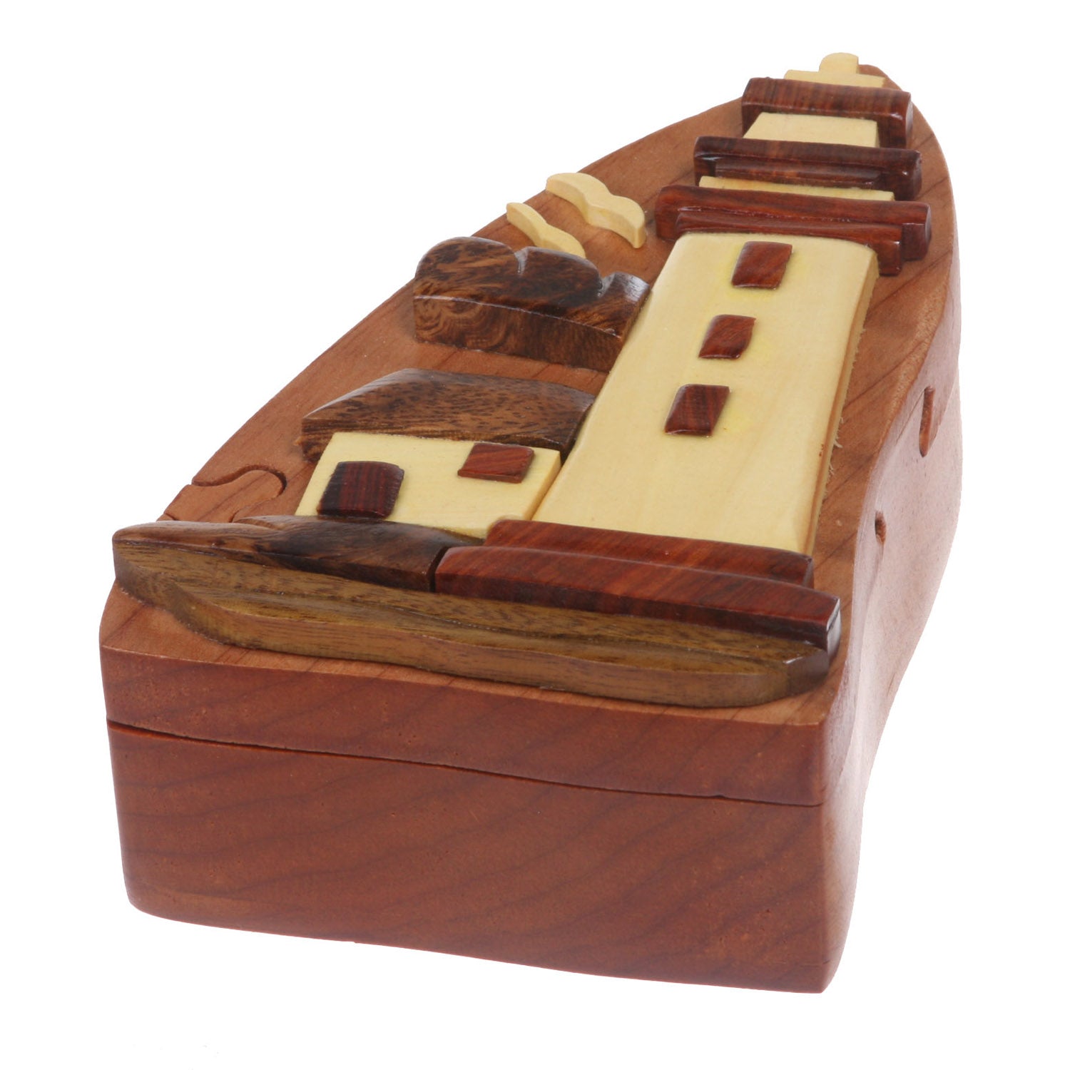 Handcrafted Wooden Lighthouse Shape Secret Jewelry Puzzle Box