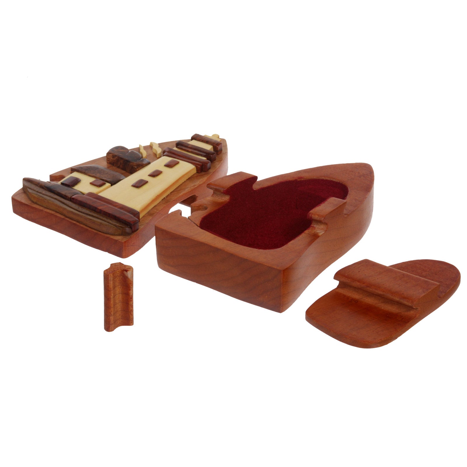 Handcrafted Wooden Lighthouse Shape Secret Jewelry Puzzle Box - OnlineBelts