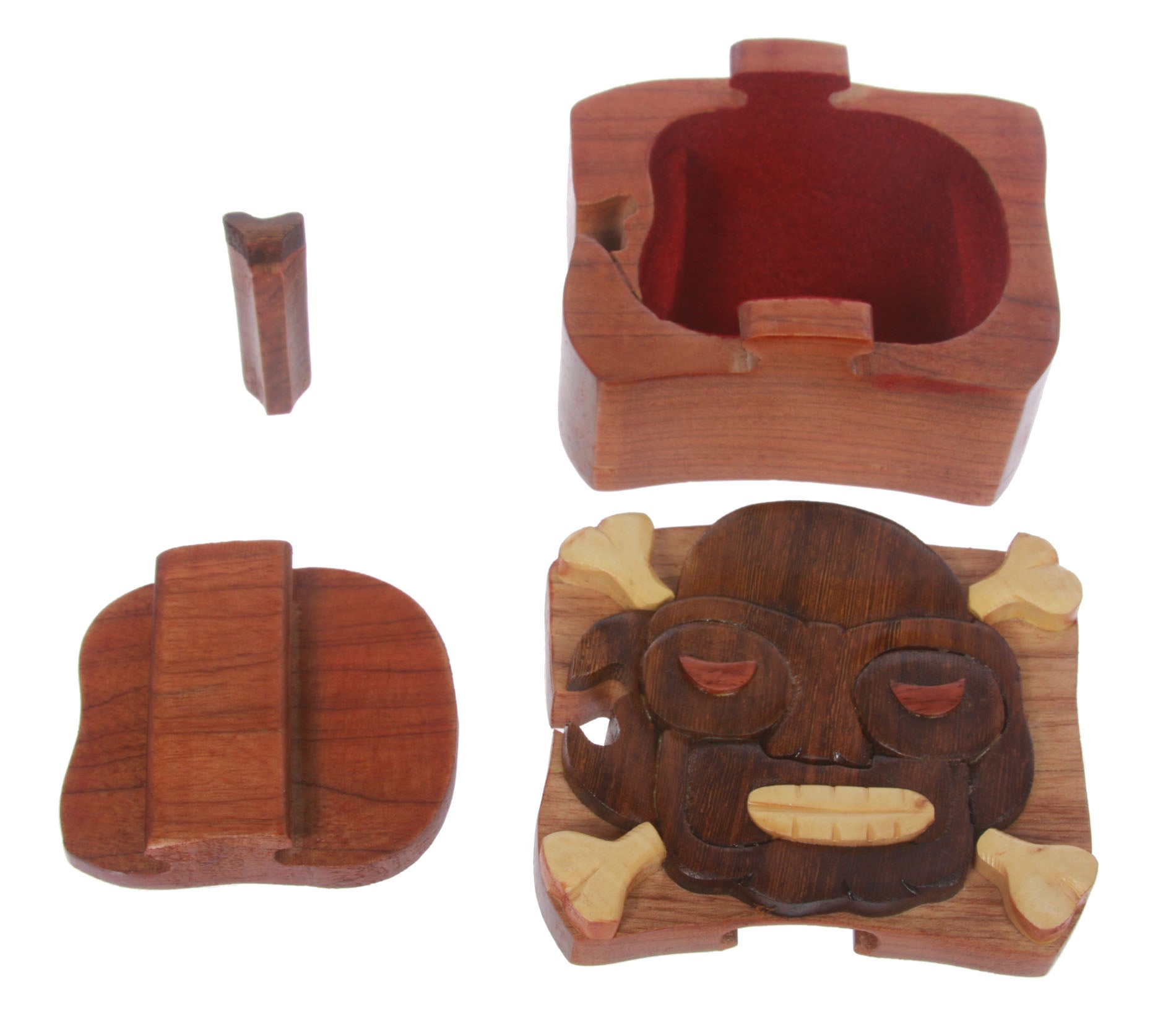 Handcrafted Wooden Skeleton Shape Secret Jewelry Puzzle Box -Skeleton - OnlineBelts