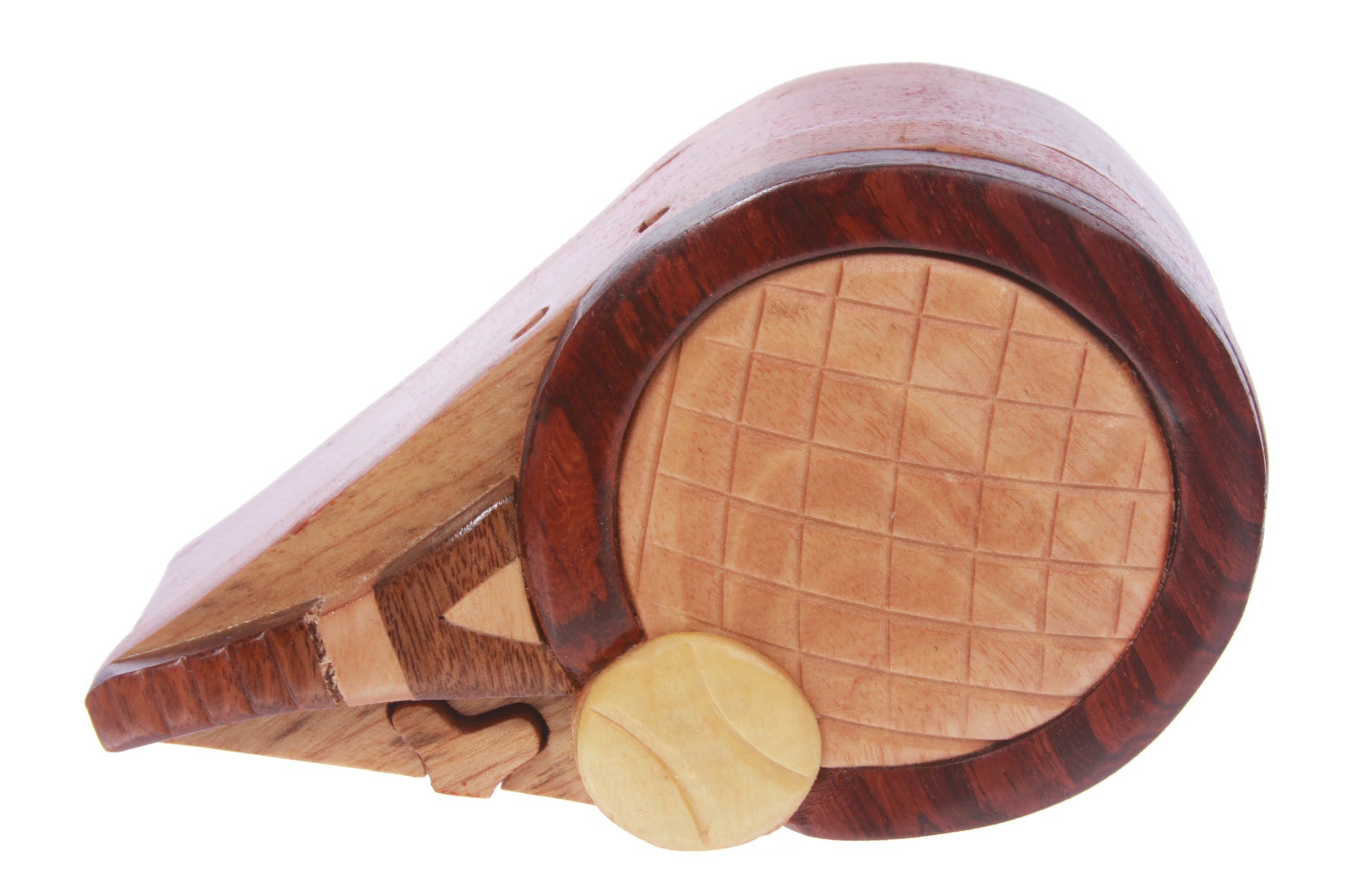 Handcrafted Wooden Badminton Shape Secret Jewelry Puzzle Box -Badminton