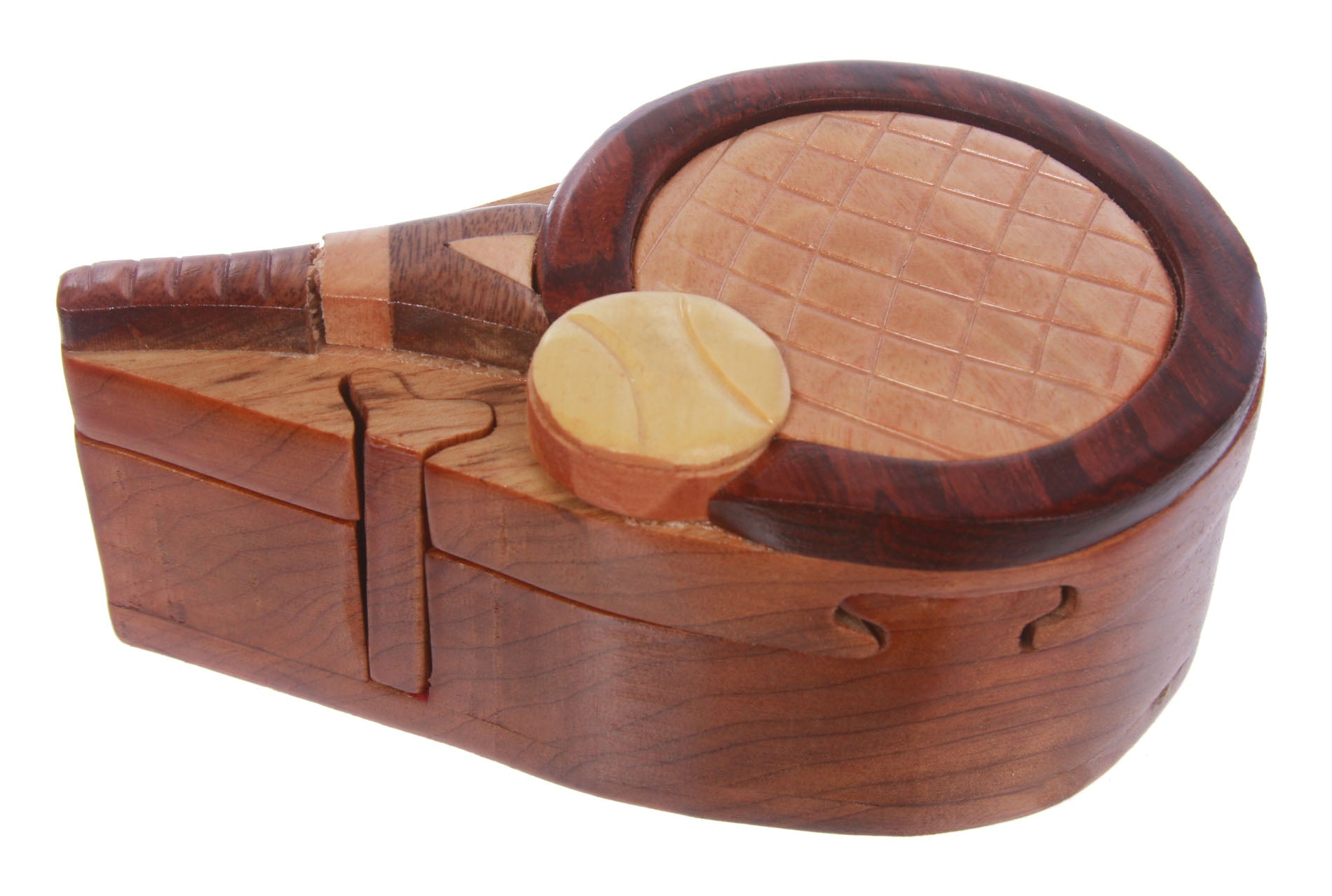 Handcrafted Wooden Badminton Shape Secret Jewelry Puzzle Box -Badminton - OnlineBelts