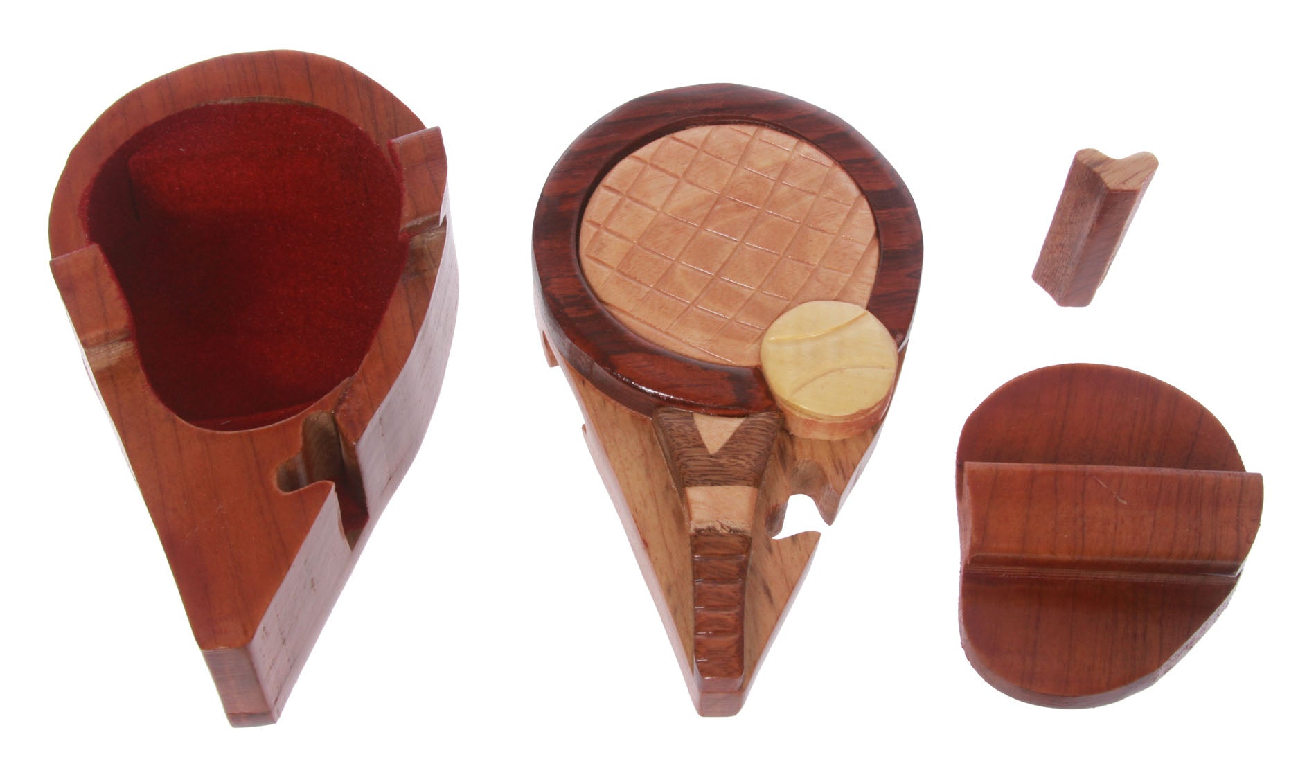 Handcrafted Wooden Badminton Shape Secret Jewelry Puzzle Box -Badminton - OnlineBelts
