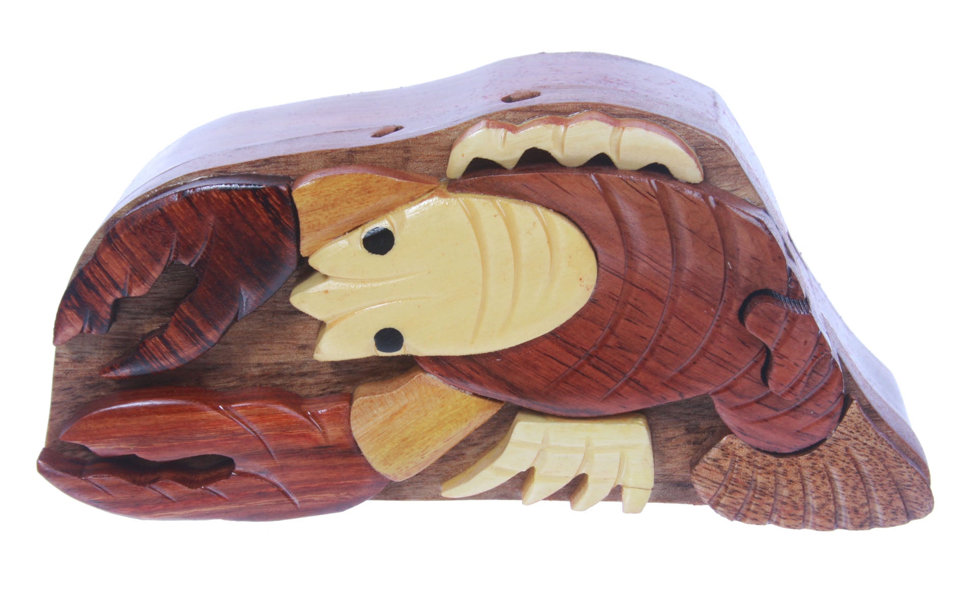 Handcrafted Wooden Lobster Shape Secret Jewelry Puzzle Box -Lobster - OnlineBelts