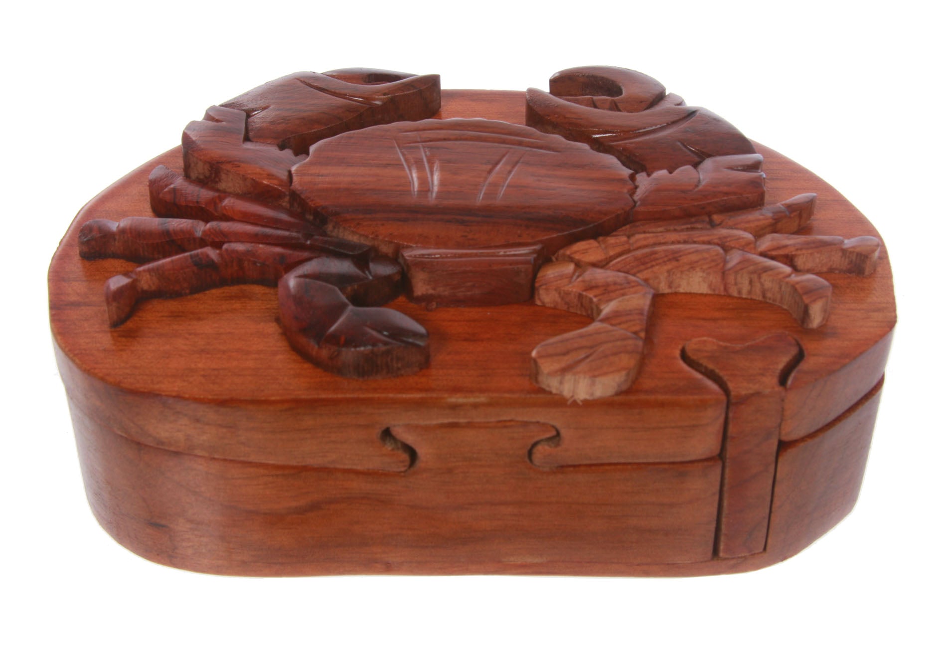 Handcrafted Wooden Crab Shape Secret Jewelry Puzzle Box -Crab - OnlineBelts