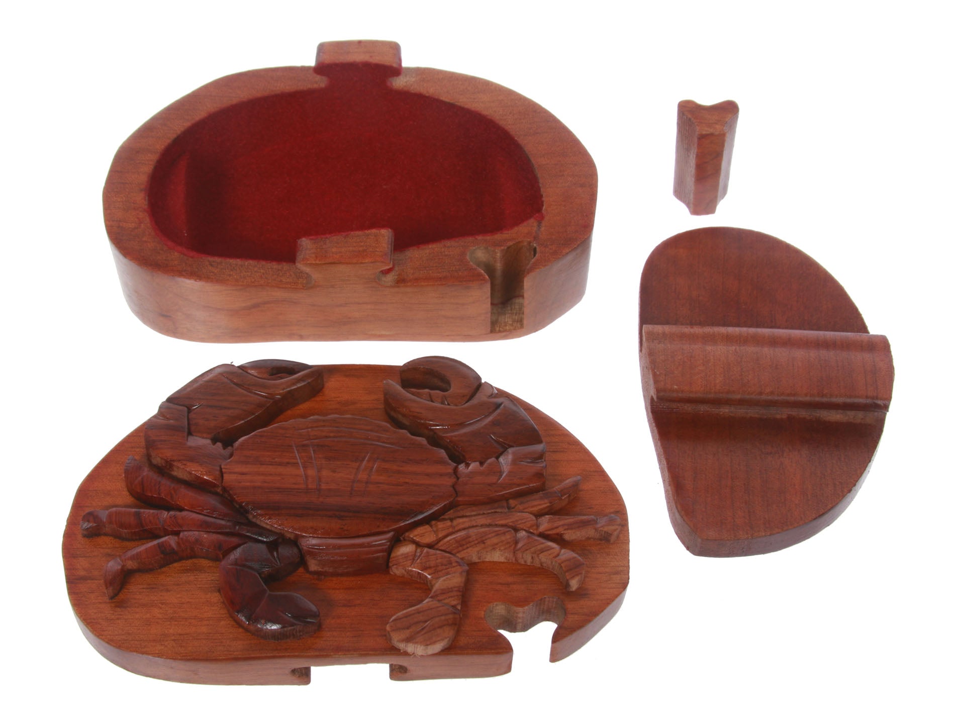 Handcrafted Wooden Crab Shape Secret Jewelry Puzzle Box -Crab - OnlineBelts