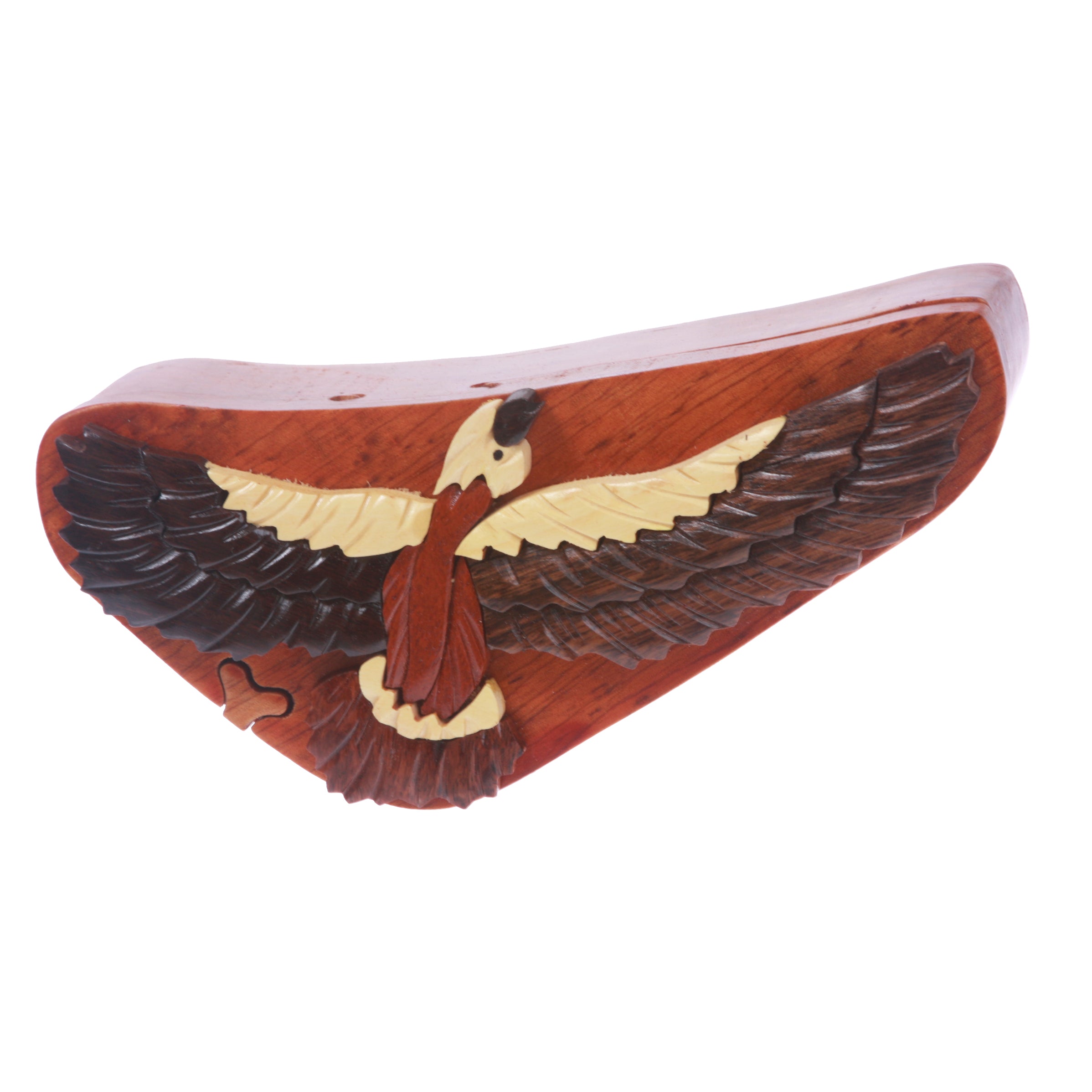 Handcrafted Wooden Animal Shape Secret Jewelry Puzzle Box - Eagle - OnlineBelts