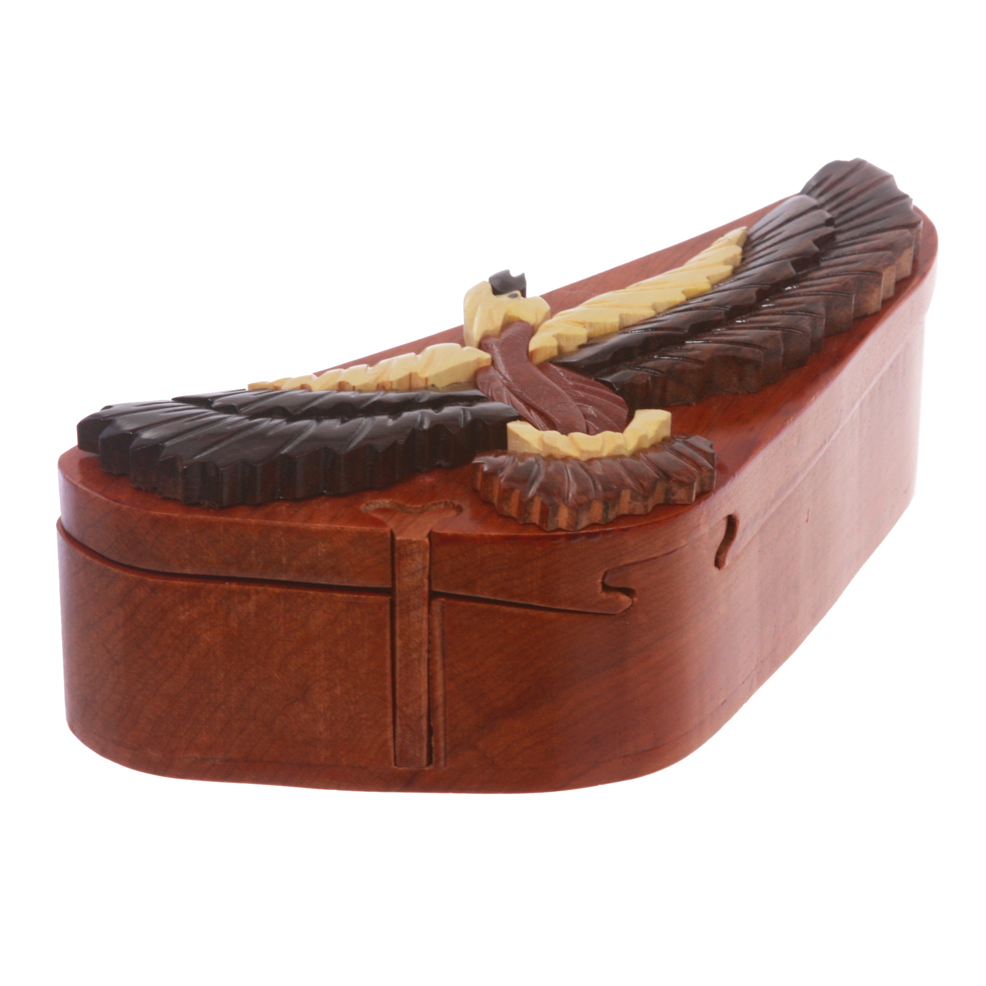 Handcrafted Wooden Animal Shape Secret Jewelry Puzzle Box - Eagle - OnlineBelts