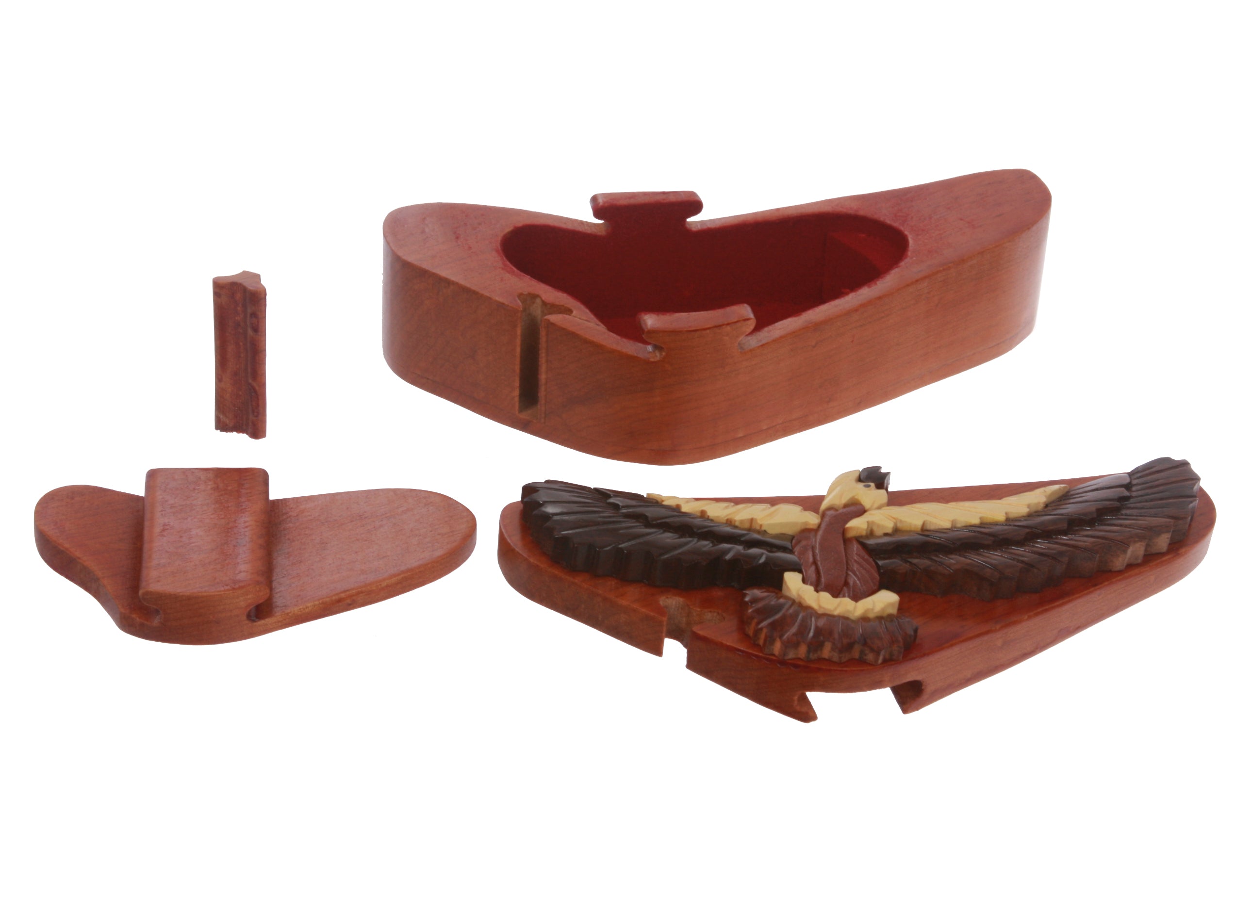 Handcrafted Wooden Animal Shape Secret Jewelry Puzzle Box - Eagle - OnlineBelts