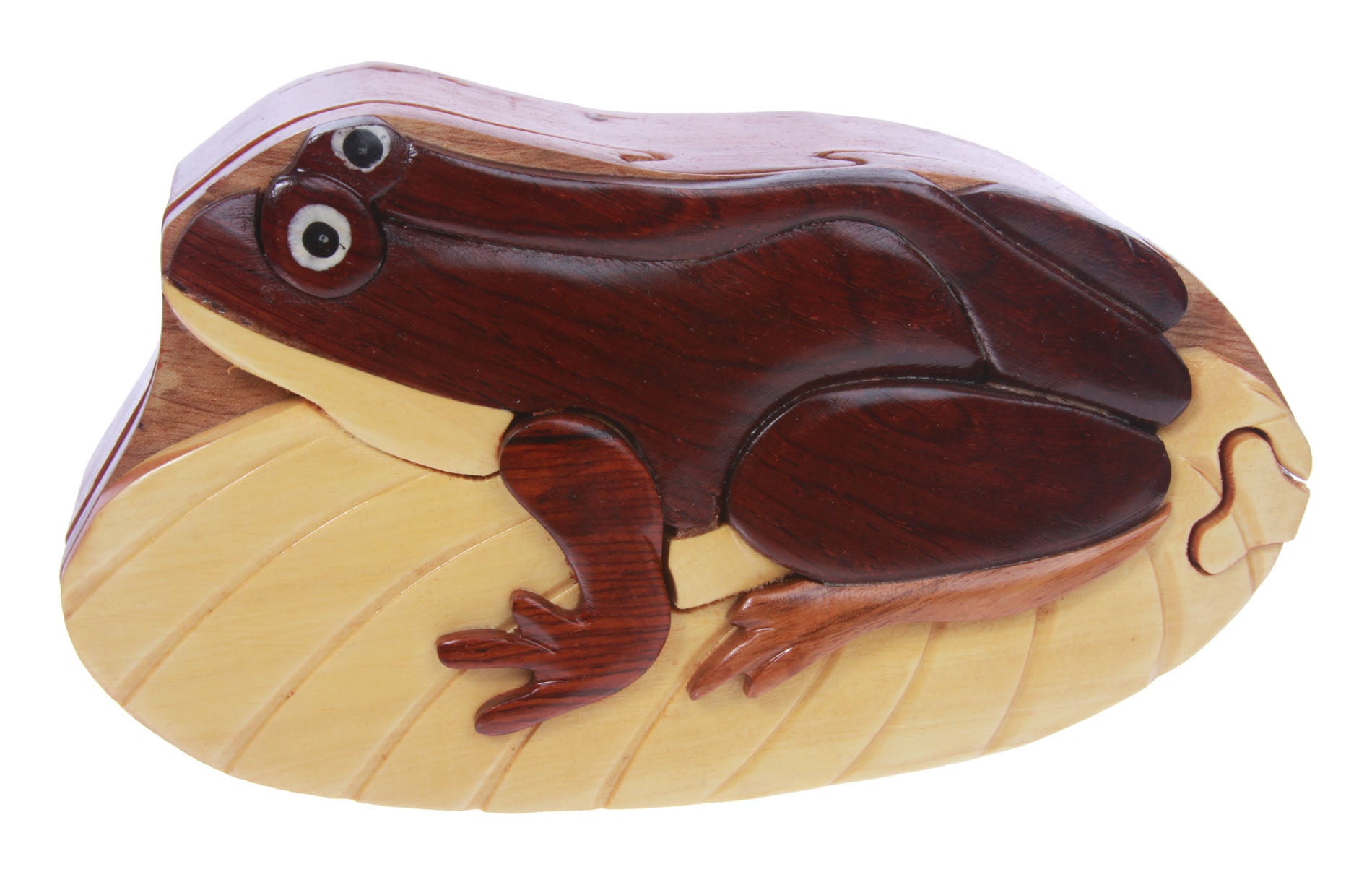Handcrafted Wooden Frog Shape Secret Jewelry Puzzle Box -Frog - OnlineBelts