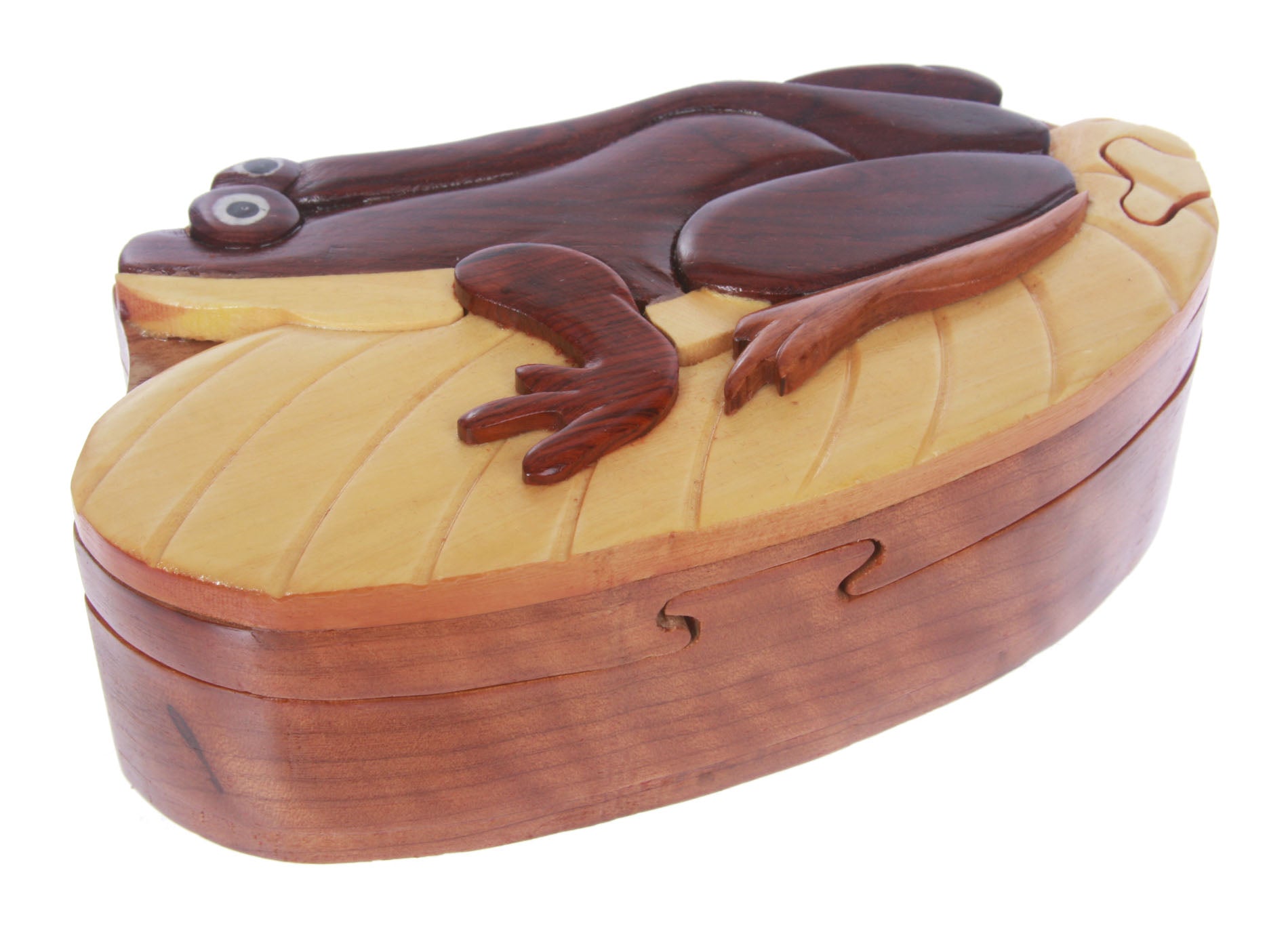 Handcrafted Wooden Frog Shape Secret Jewelry Puzzle Box -Frog - OnlineBelts