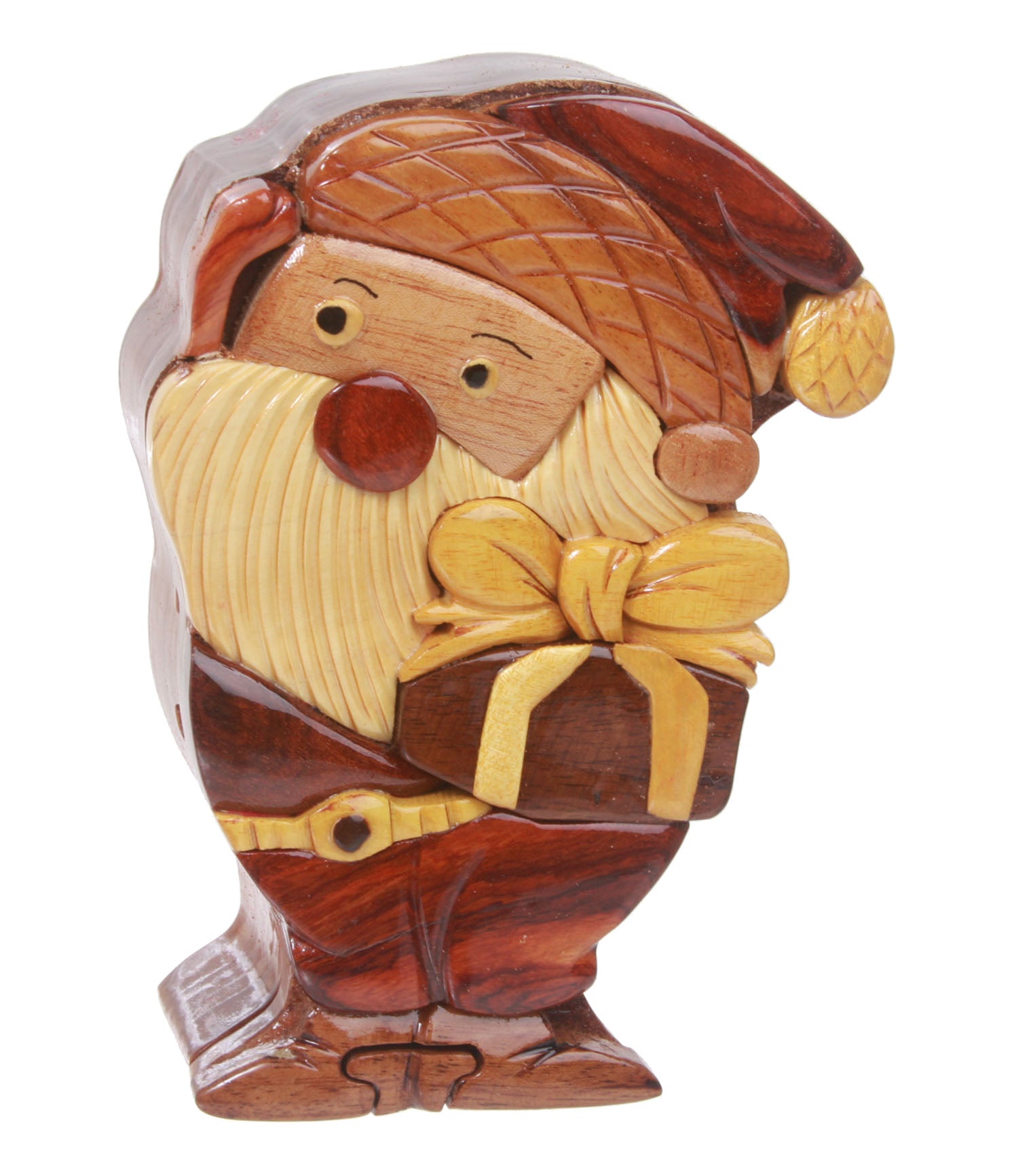 Handcrafted Wooden Santa Claus Shape Secret Jewelry Puzzle Box - Santa Claus - OnlineBelts