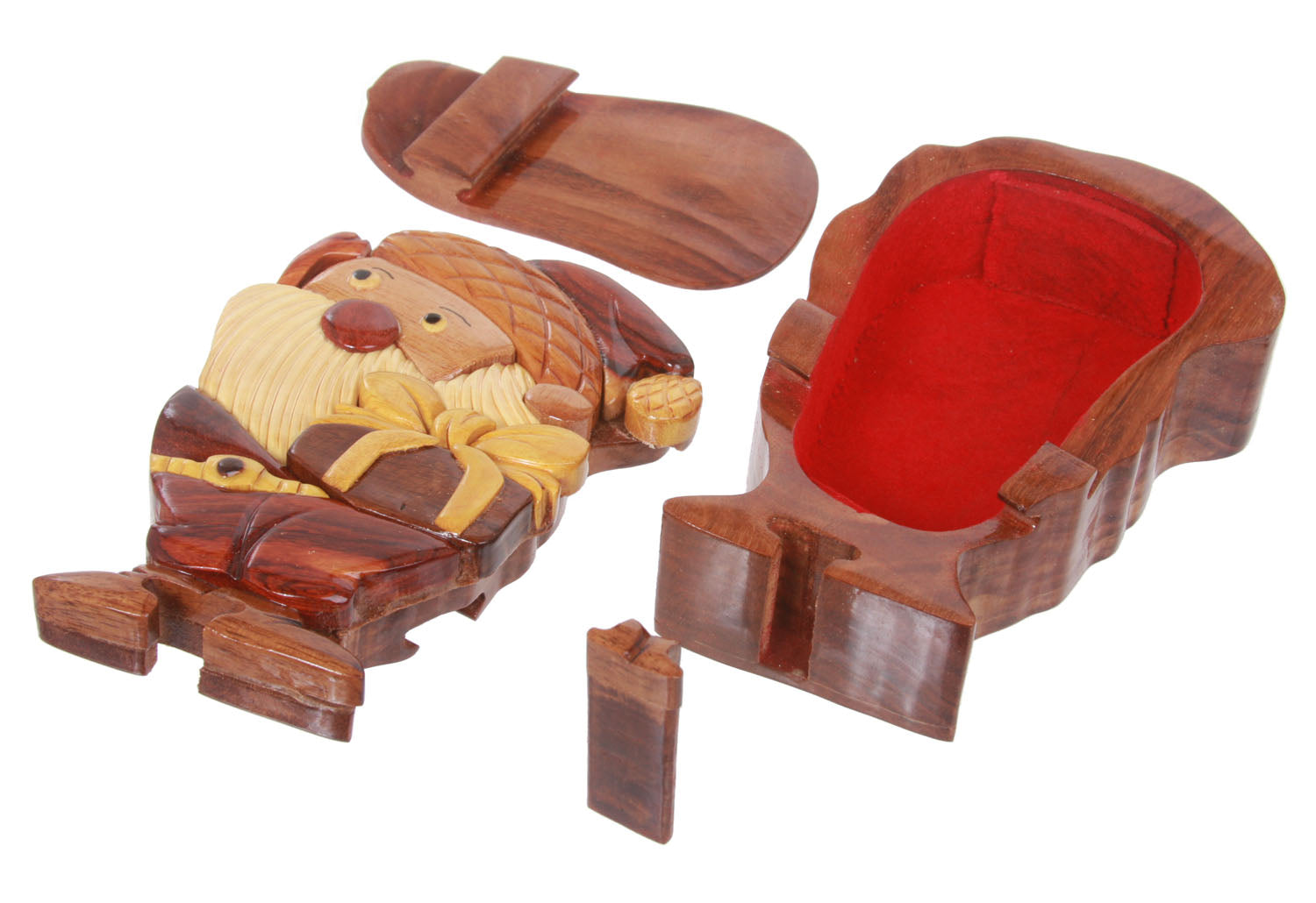 Handcrafted Wooden Santa Claus Shape Secret Jewelry Puzzle Box - Santa Claus - OnlineBelts