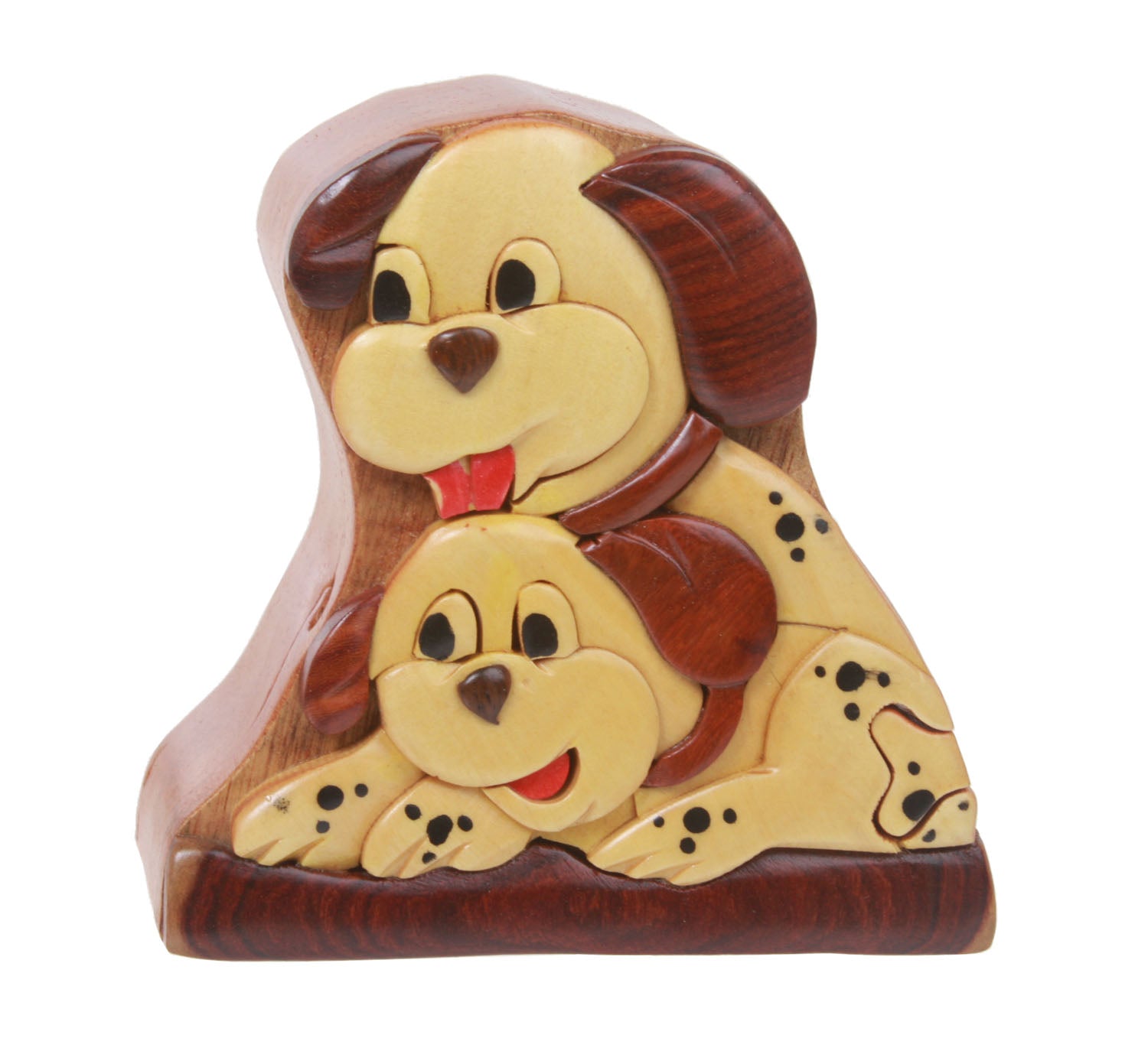 Handcrafted Wooden Dalmatian Shape Secret Jewelry Puzzle Box - Spotted Dog - OnlineBelts