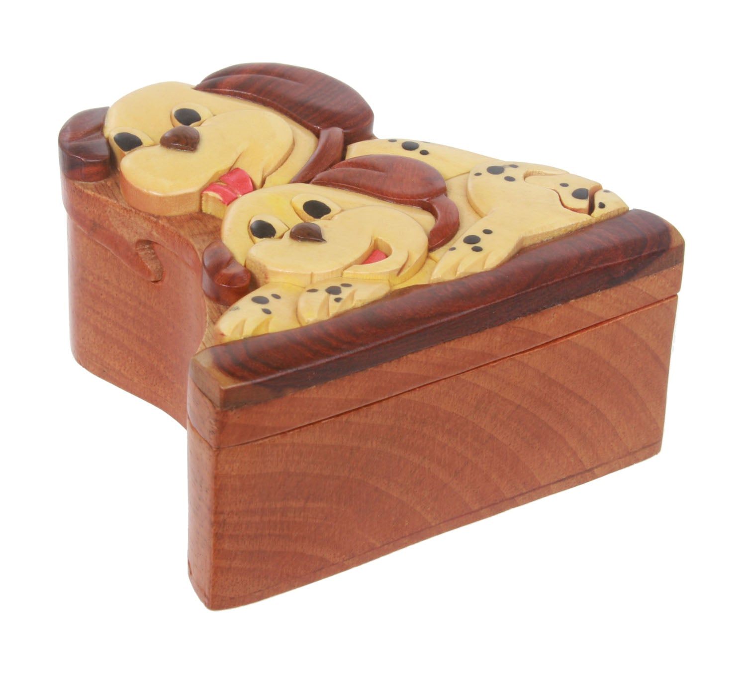 Handcrafted Wooden Dalmatian Shape Secret Jewelry Puzzle Box - Spotted Dog - OnlineBelts