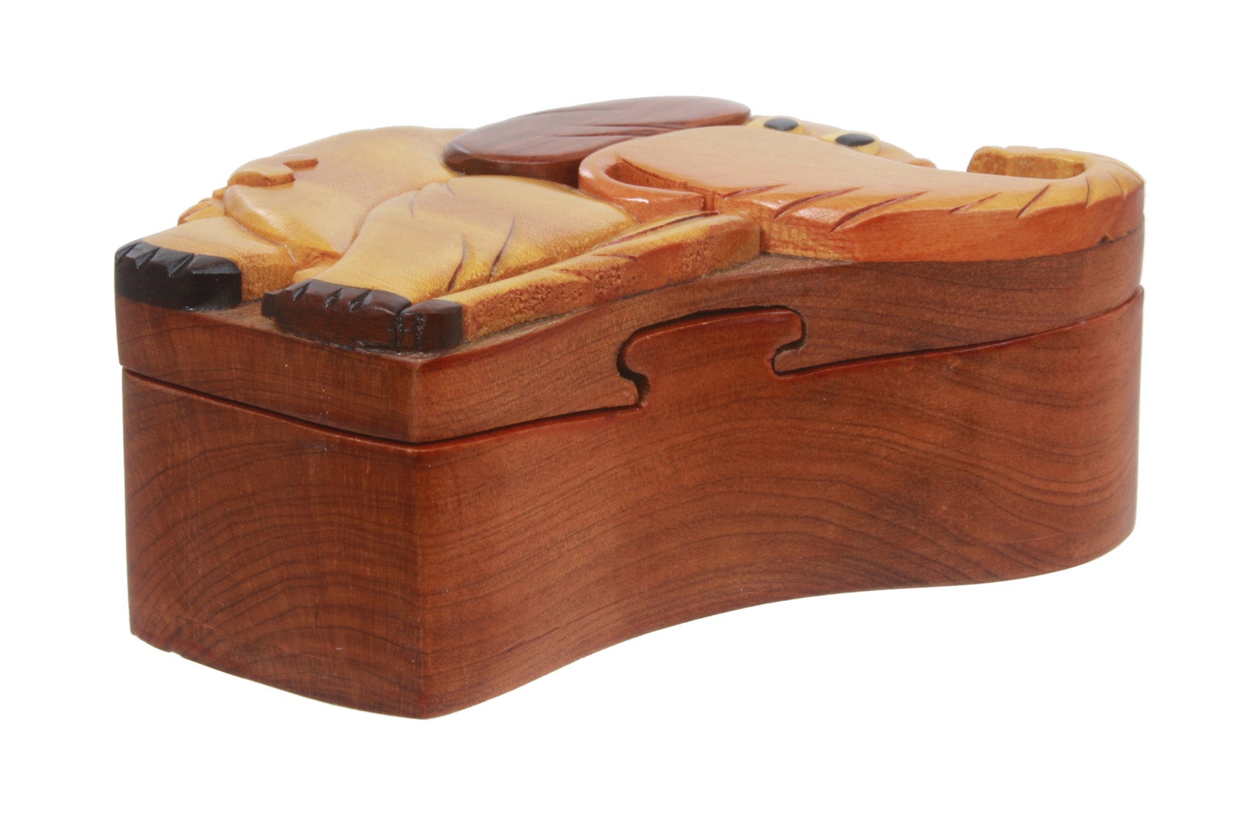 Handcrafted Wooden Elephant Shape Secret Jewelry Puzzle Box - Elephant - OnlineBelts