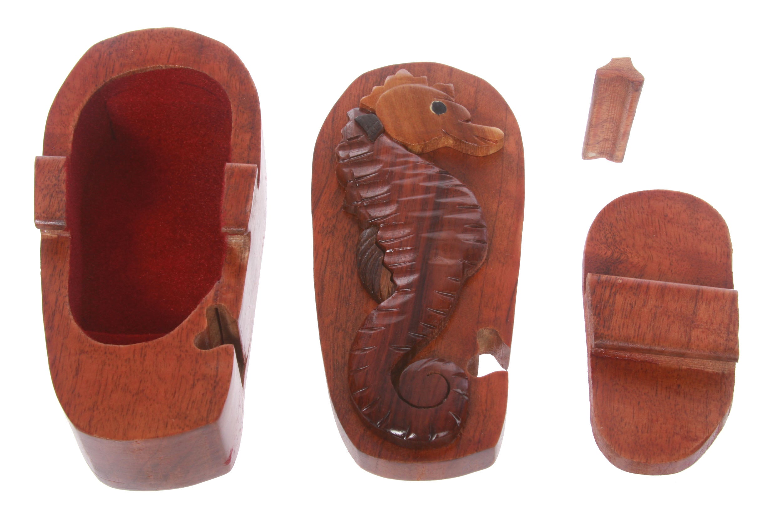 Handcrafted Wooden Sea horse Shape Secret Jewelry Puzzle Box -Sea horse - OnlineBelts
