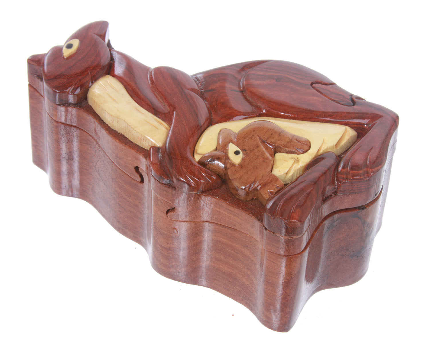 Handcrafted Wooden Kangaroo Shape Secret Jewelry Puzzle Box - Kangaroo - OnlineBelts