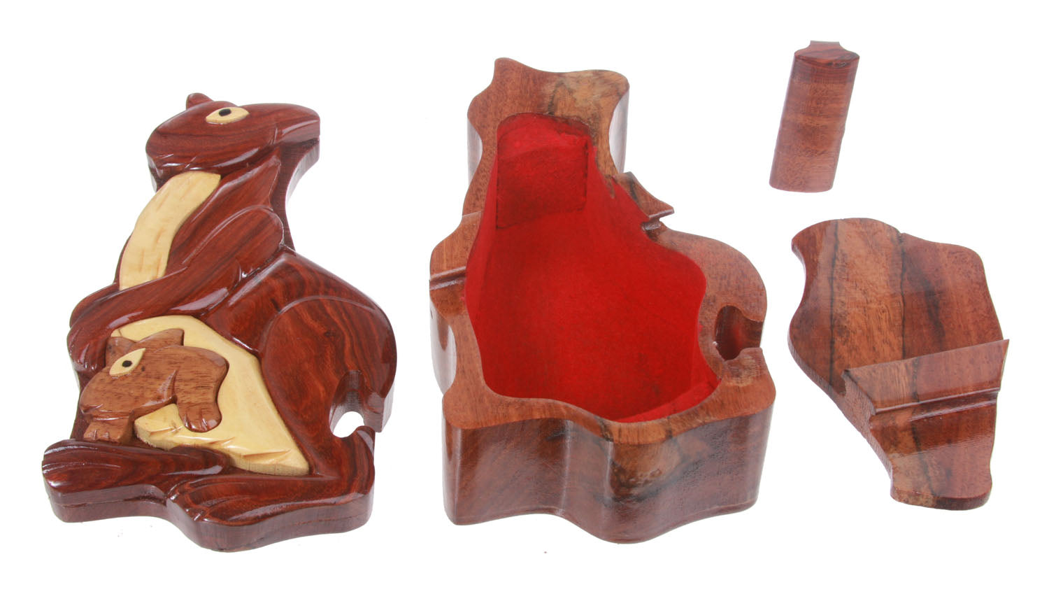Handcrafted Wooden Kangaroo Shape Secret Jewelry Puzzle Box - Kangaroo - OnlineBelts