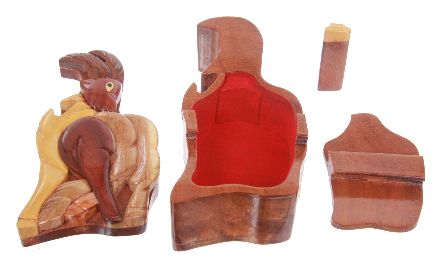 Handcrafted Wooden Goat Shape Secret Jewelry Puzzle Box - Goat - OnlineBelts