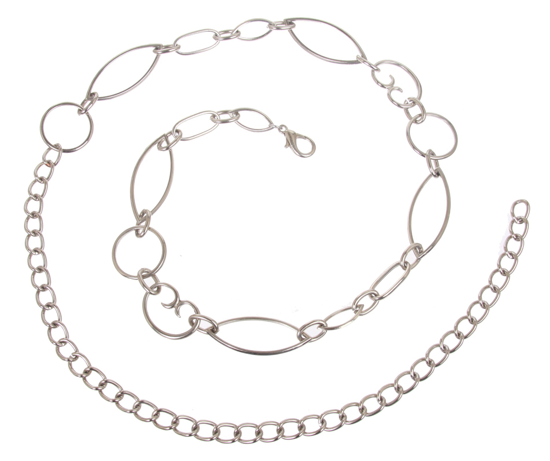 Ladies Metal Oval Circle Chain Belt